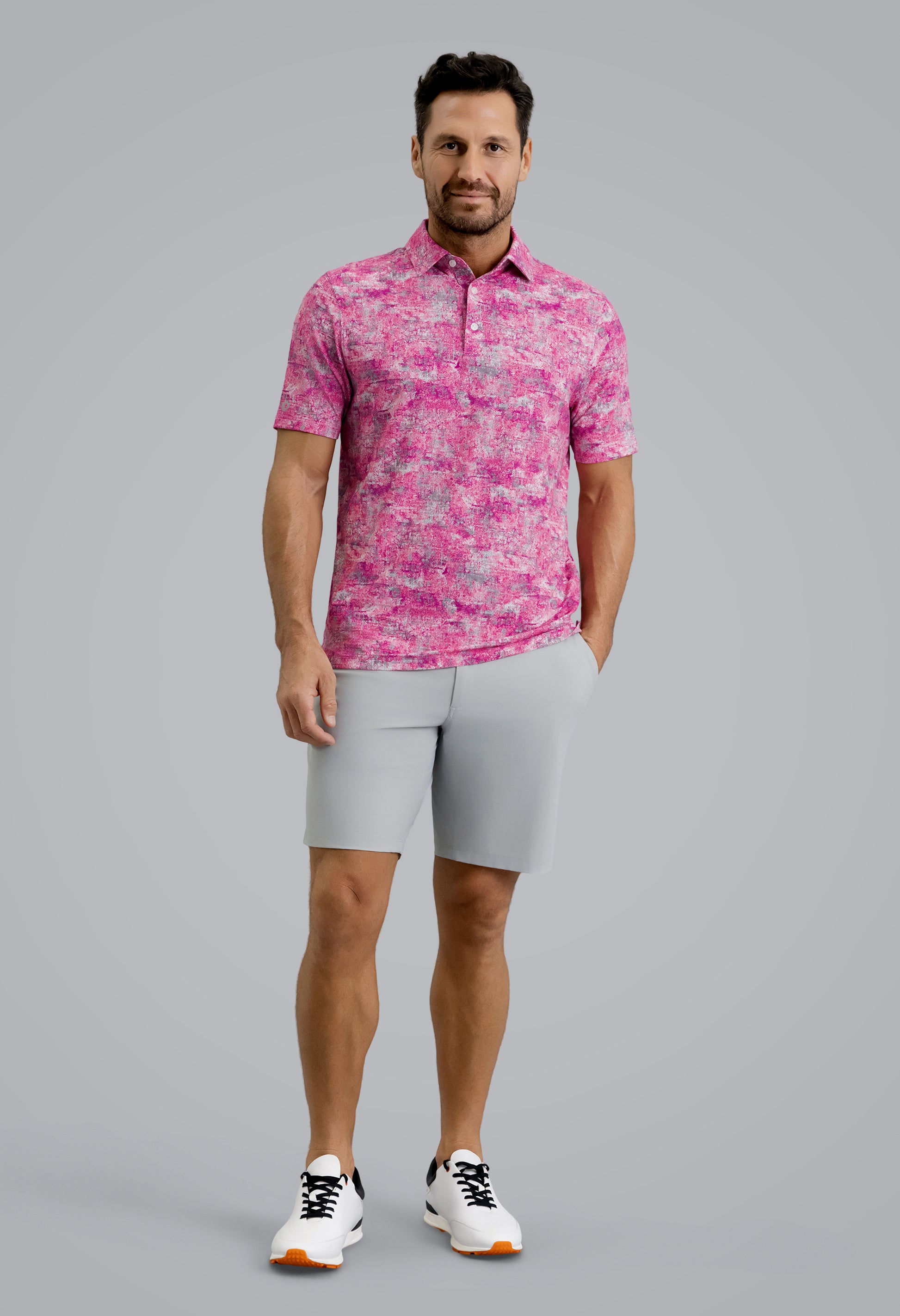 IBKÜL - Kate Short Sleeve Polo - Color: Platinum/Rose