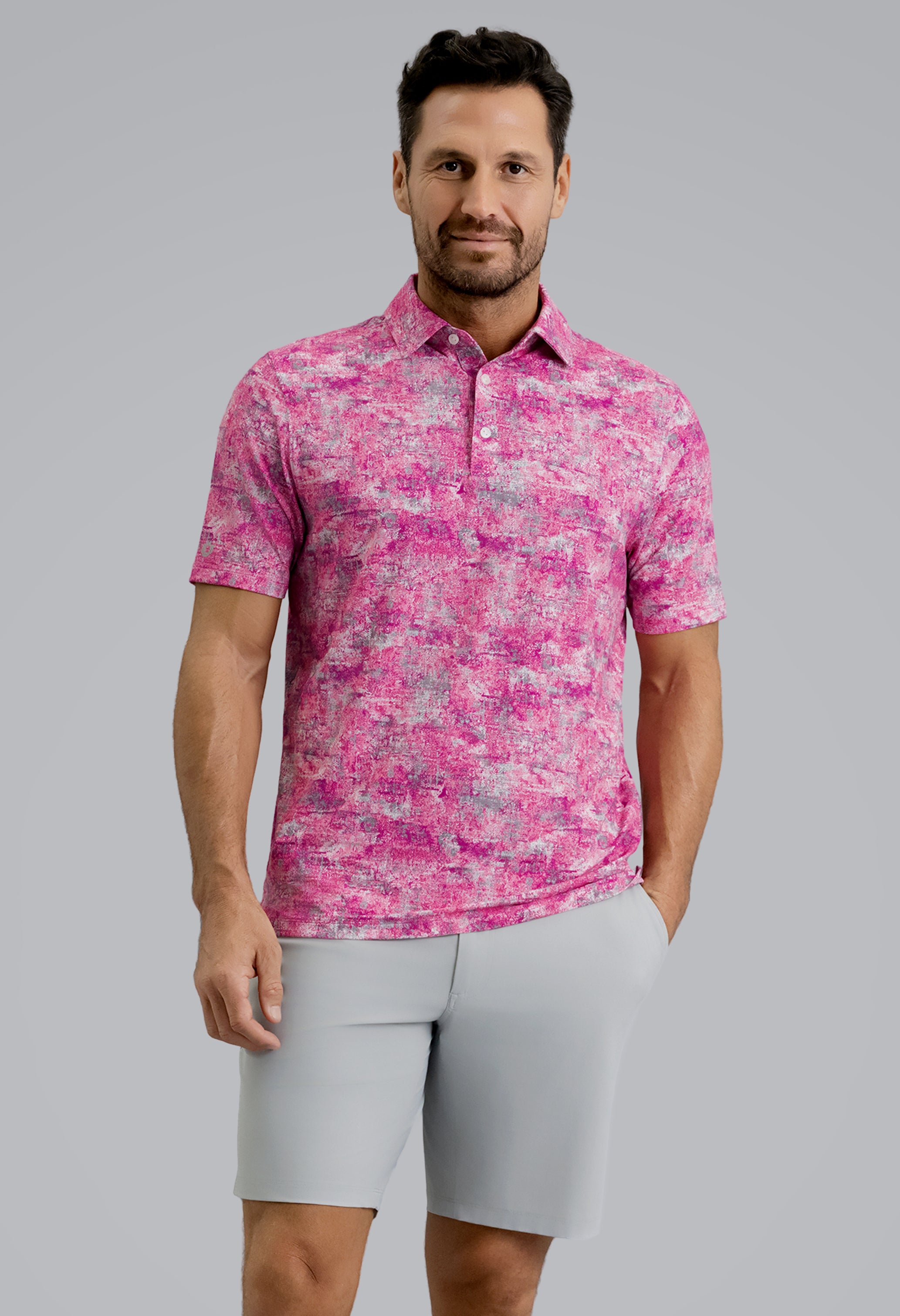 IBKÜL - Kate Short Sleeve Polo - Color: Platinum/Rose