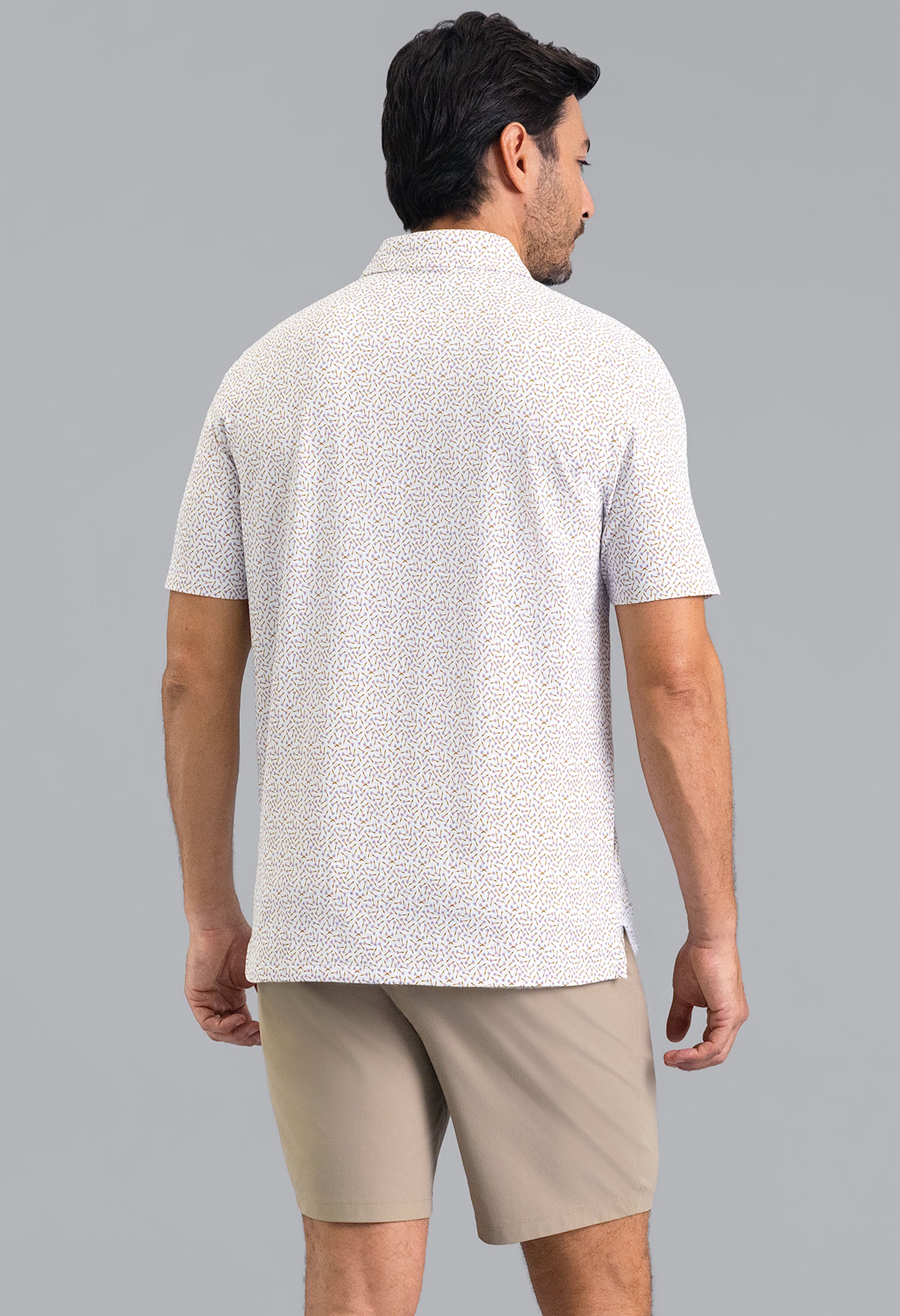IBKÜL - Throwing Darts Short Sleeve Polo - Color: Peach/Chocolate/Peri