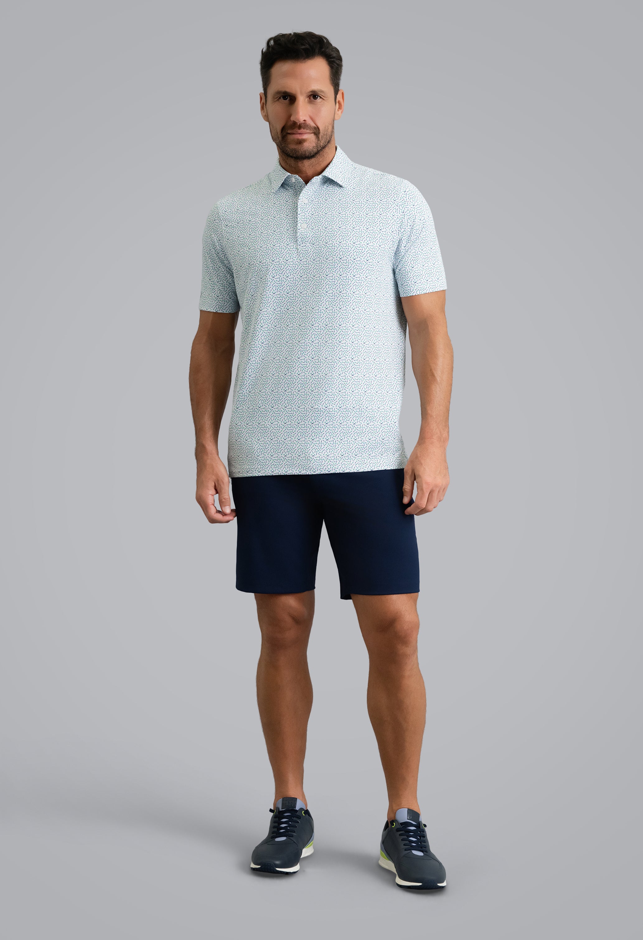 IBKÜL - Throwing Darts Short Sleeve Polo - Color: Mint/Lemonade/Navy