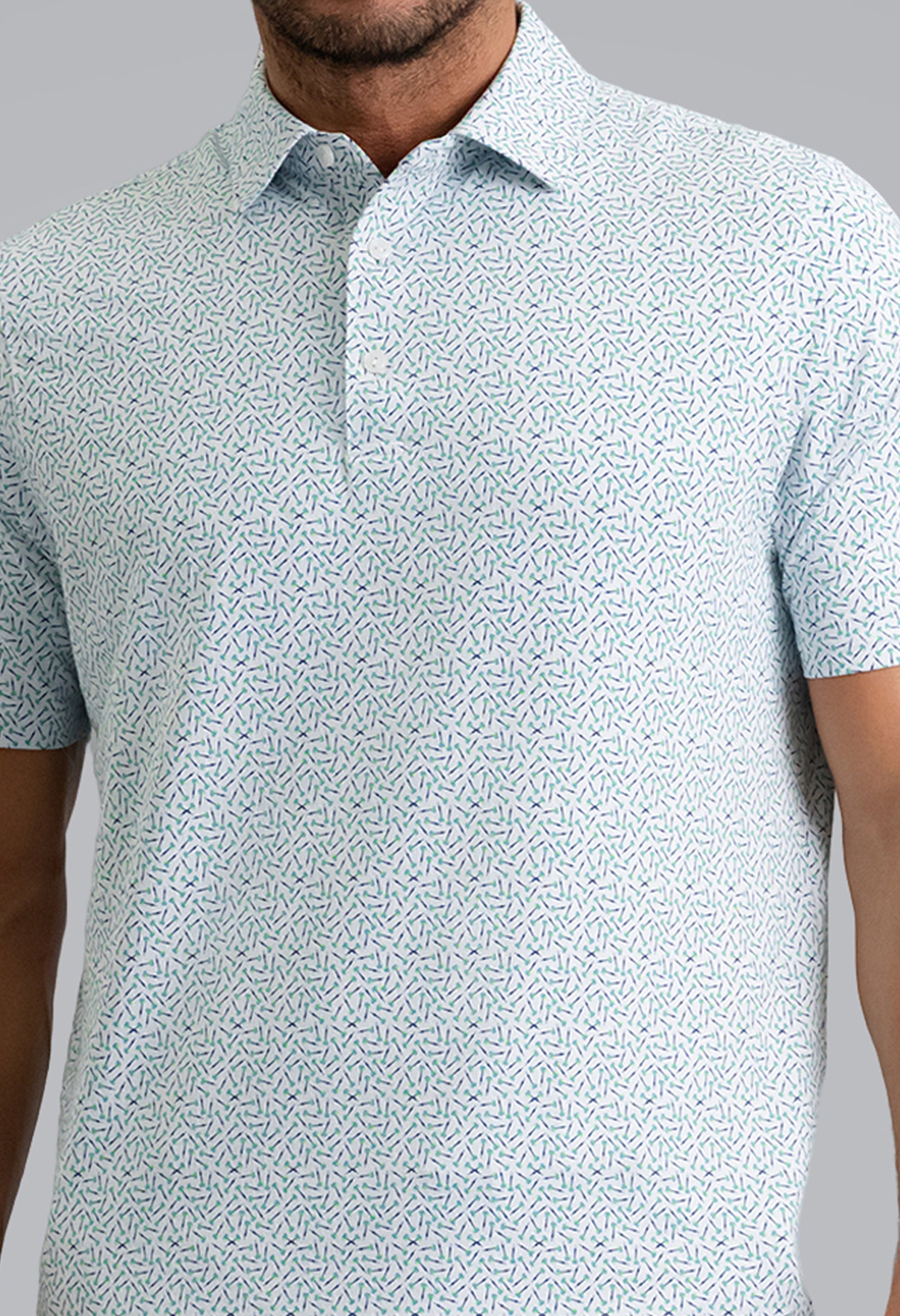 IBKÜL - Throwing Darts Short Sleeve Polo - Color: Mint/Lemonade/Navy
