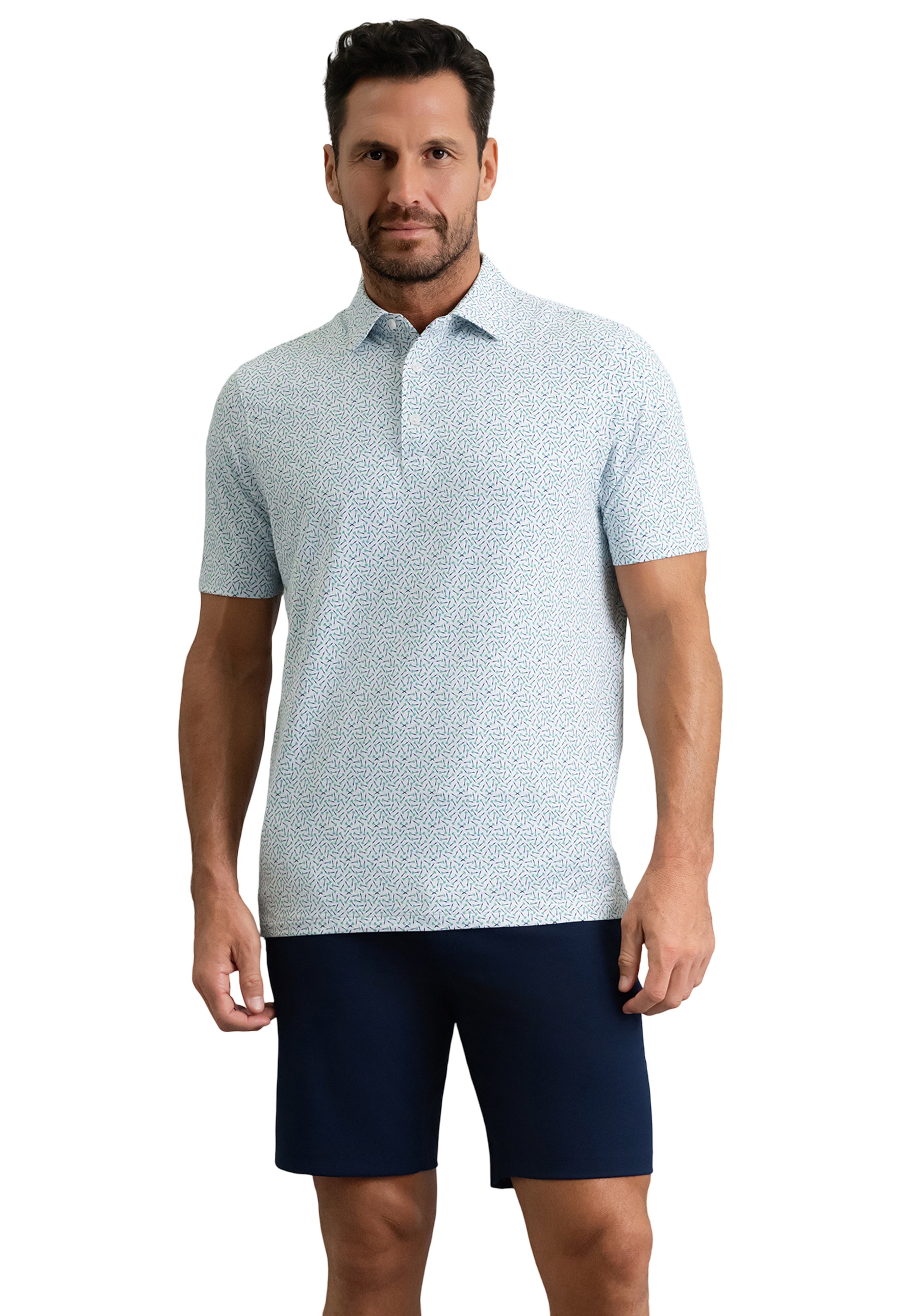 IBKÜL - Throwing Darts Short Sleeve Polo - Color: Mint/Lemonade/Navy