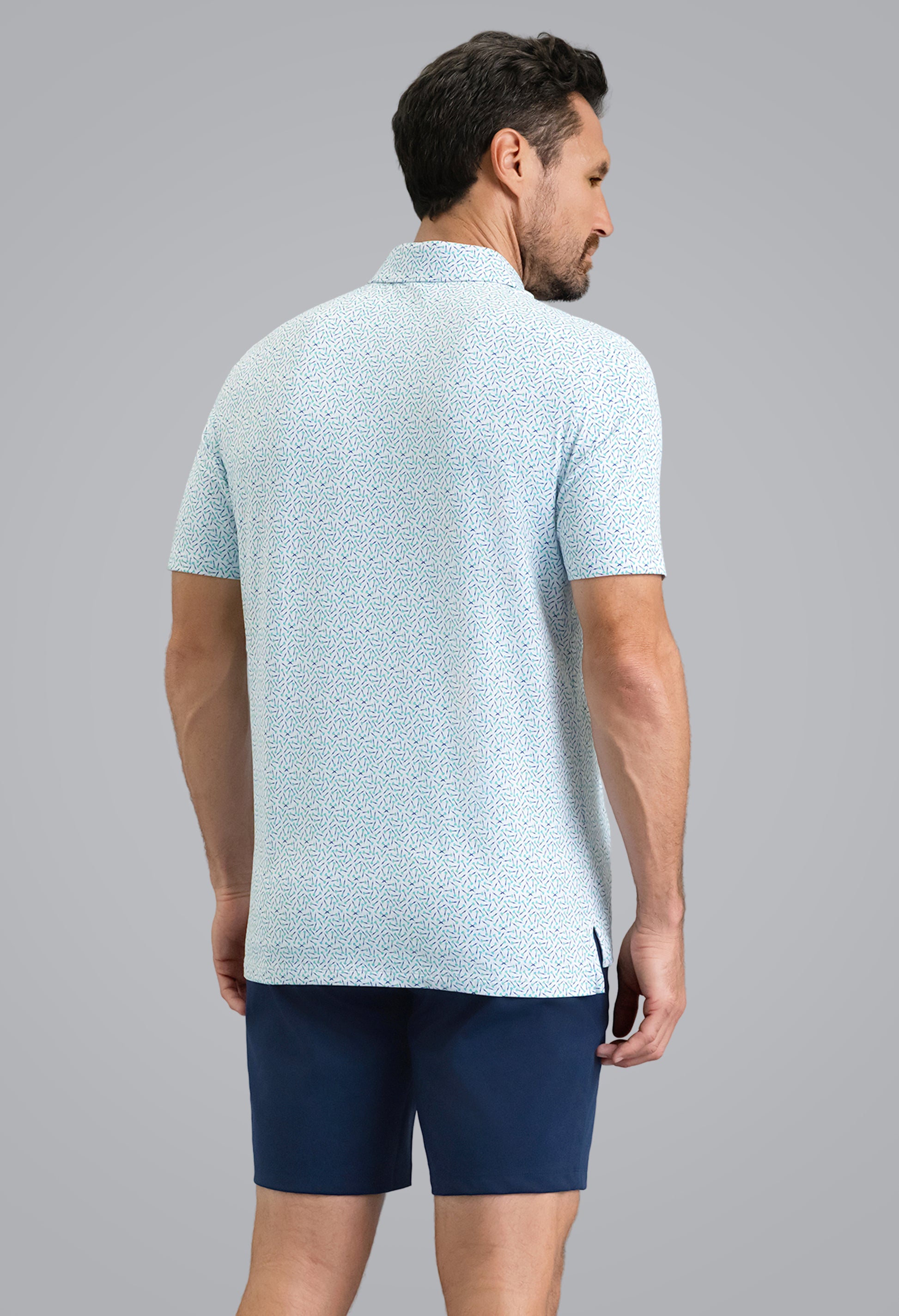 IBKÜL - Throwing Darts Short Sleeve Polo - Color: Mint/Lemonade/Navy