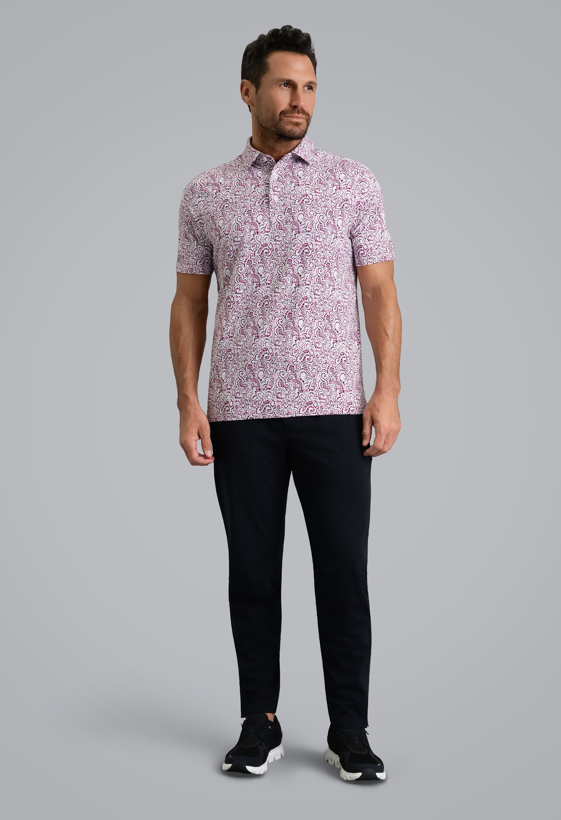 IBKÜL - Hazy Short Sleeve Polo - Color: Rose/Black