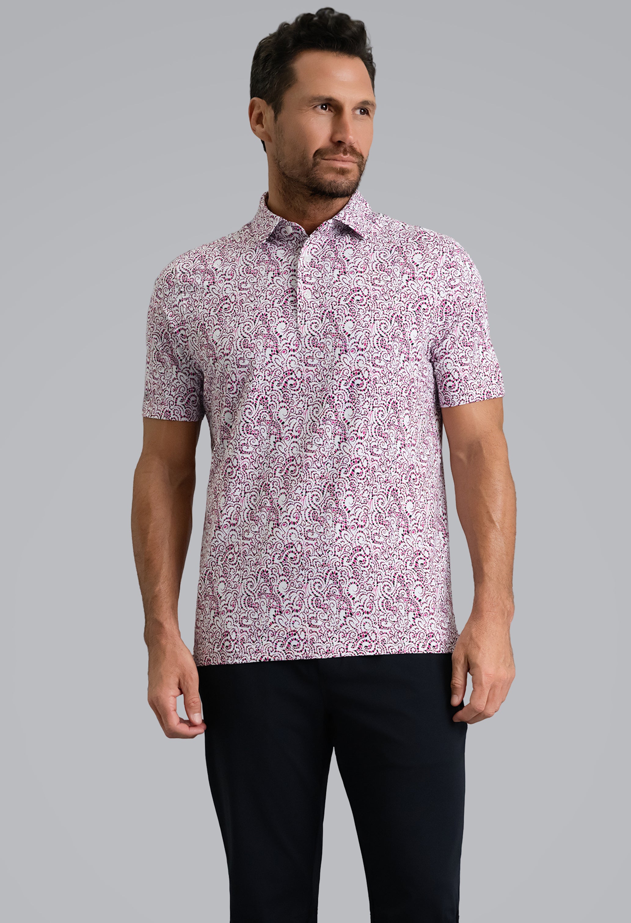 IBKÜL - Hazy Short Sleeve Polo - Color: Rose/Black