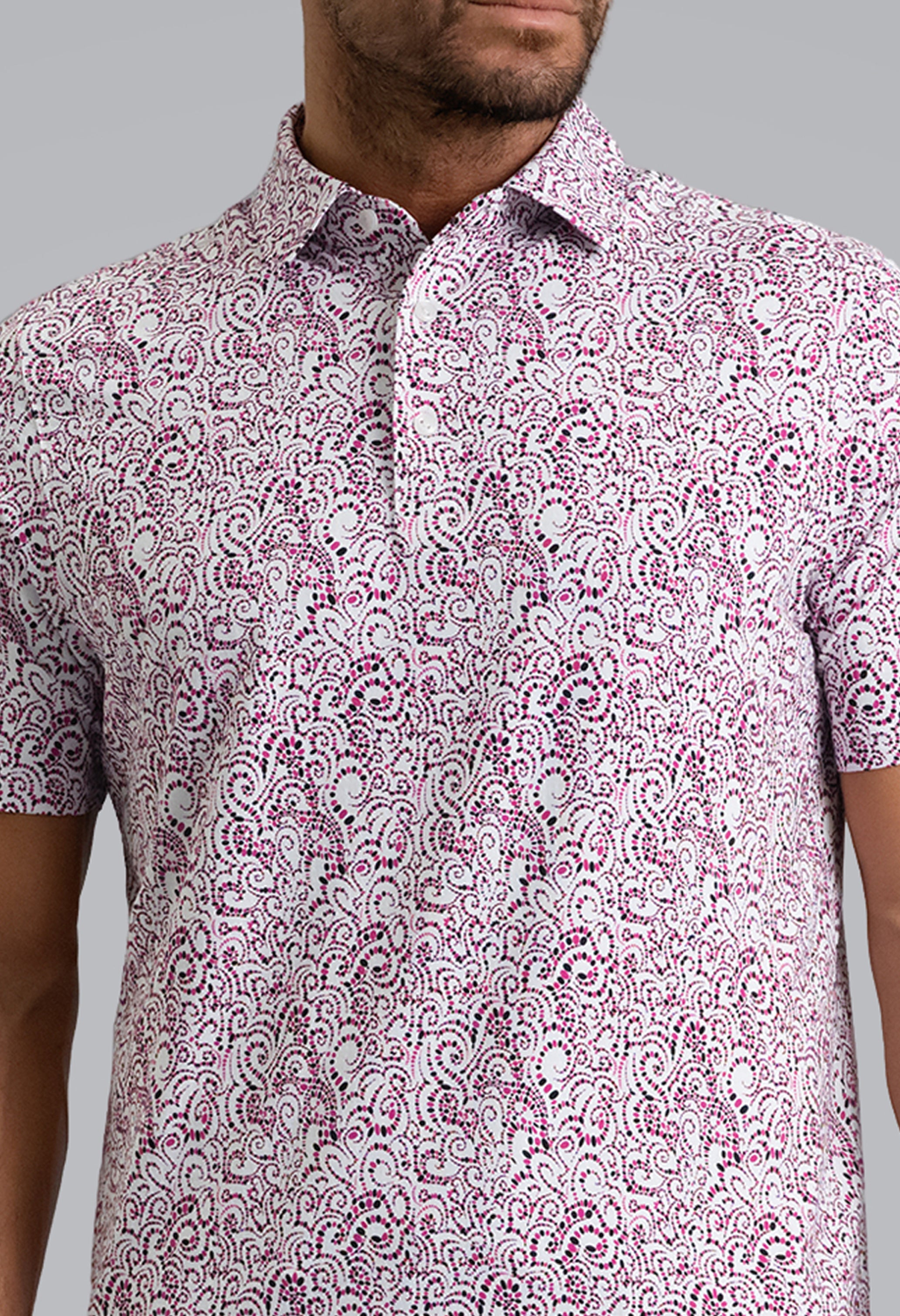 IBKÜL - Hazy Short Sleeve Polo - Color: Rose/Black