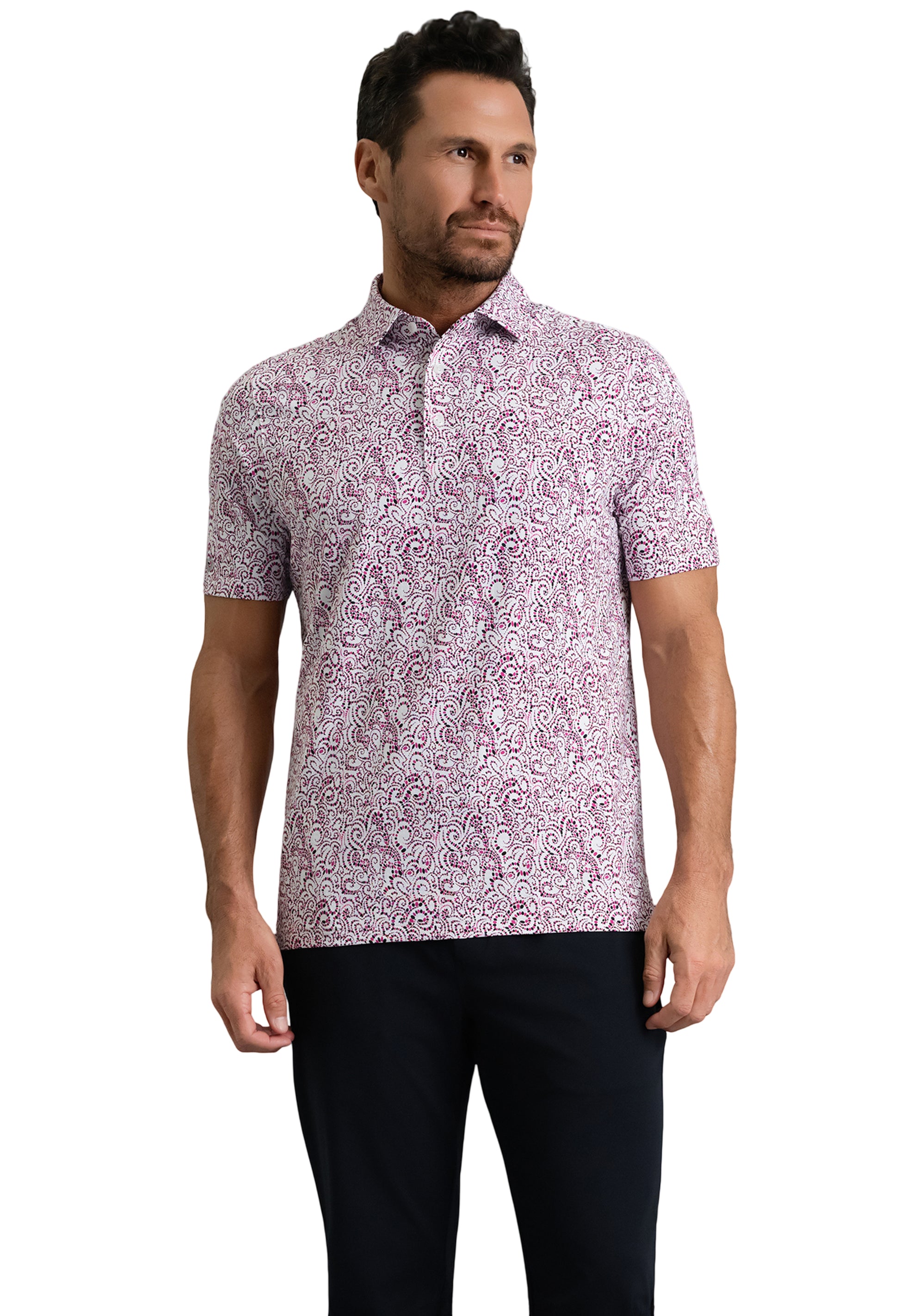 IBKÜL - Hazy Short Sleeve Polo - Color: Rose/Black