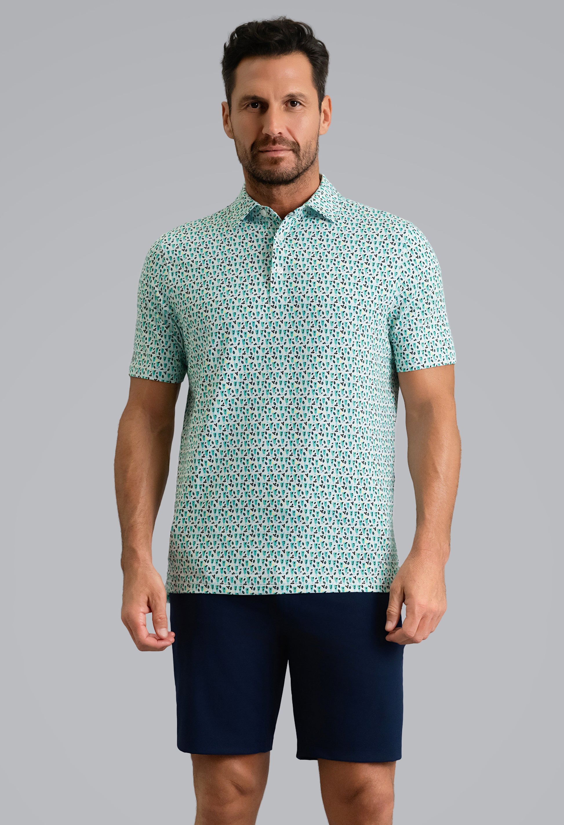 IBKÜL - Mint Julep Short Sleeve Polo - Color: Mint/Lemonade/Navy