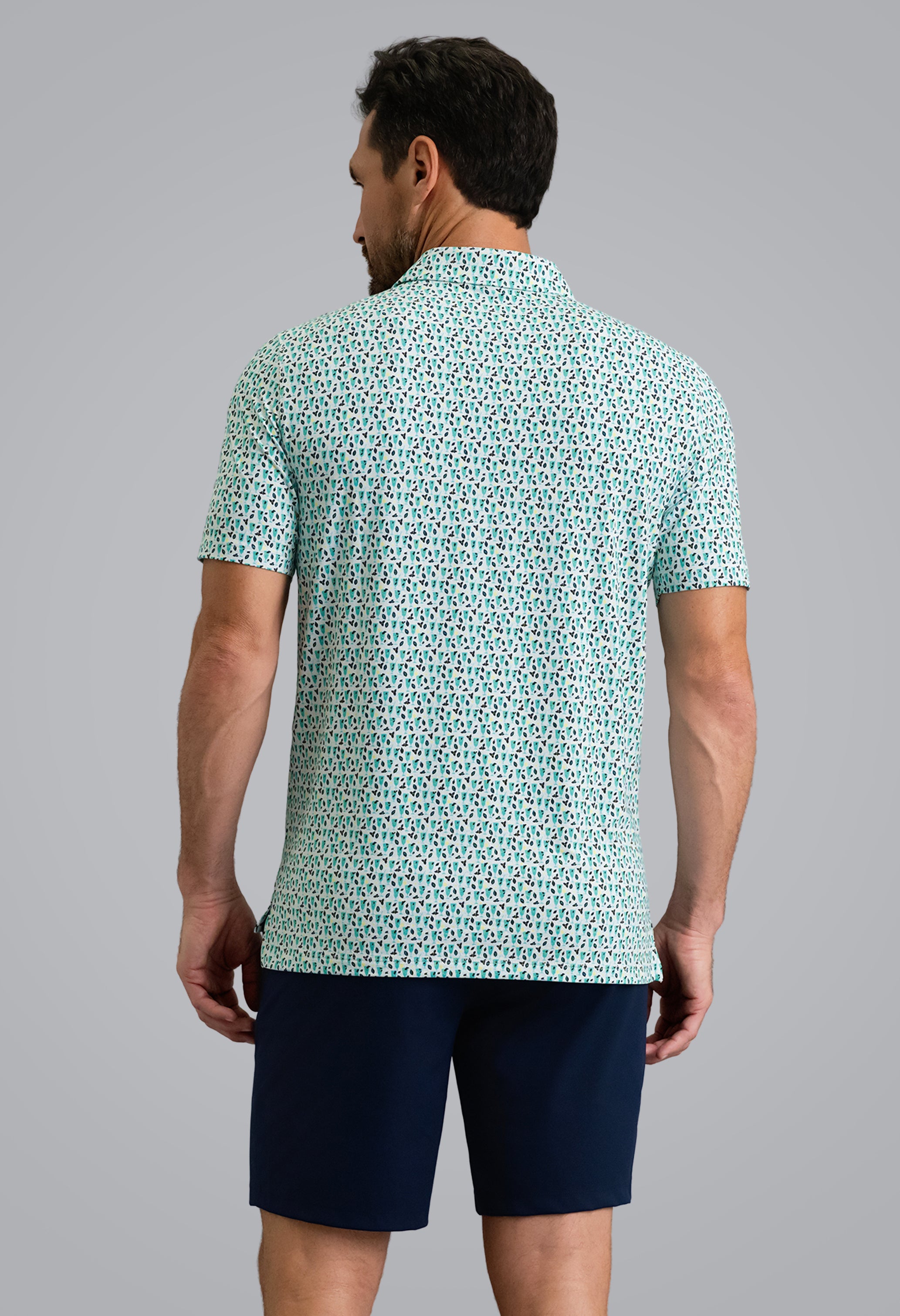 IBKÜL - Mint Julep Short Sleeve Polo - Color: Mint/Lemonade/Navy
