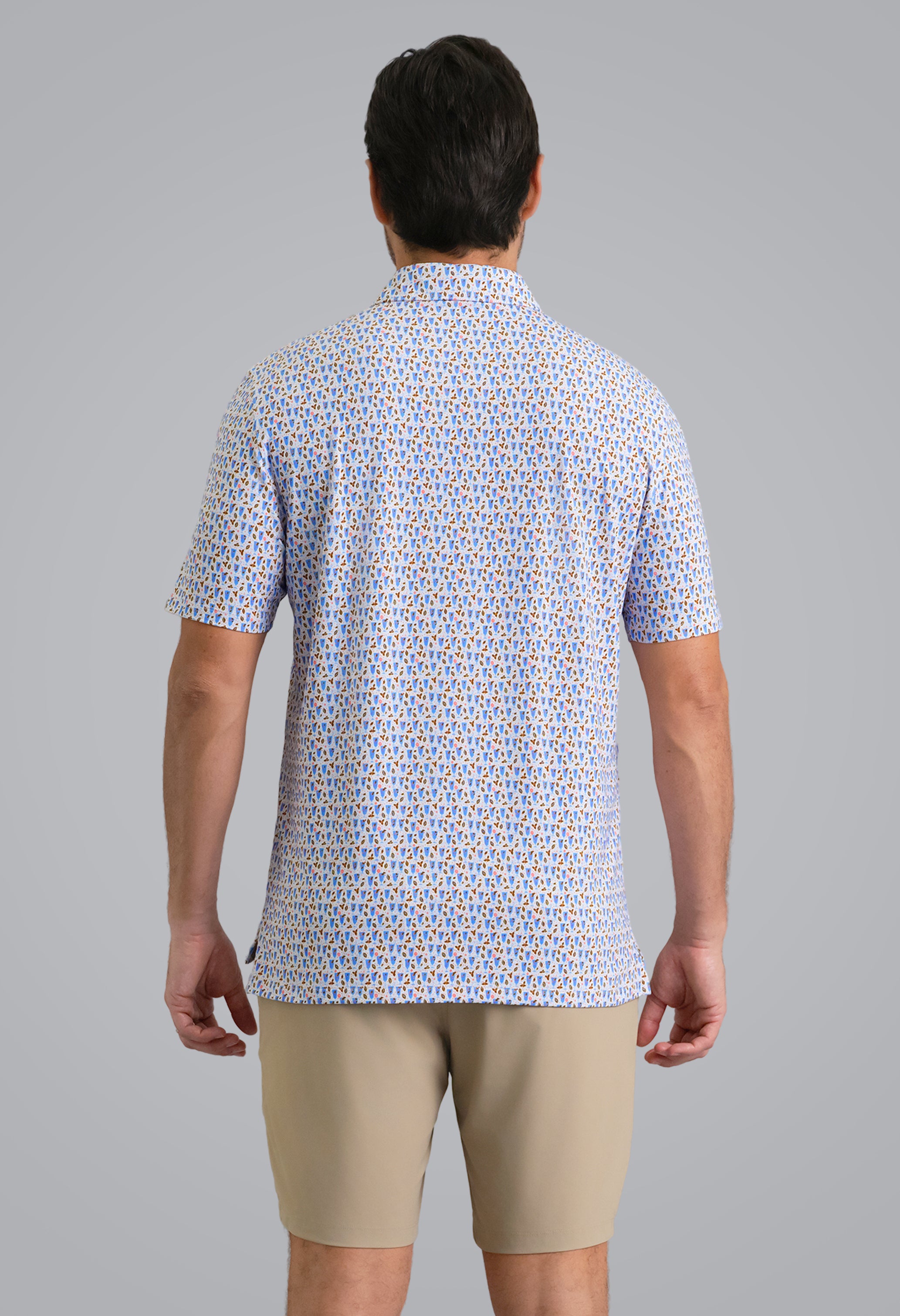 IBKÜL - Mint Julep Short Sleeve Polo - Color: Peach/Chocolate/Peri