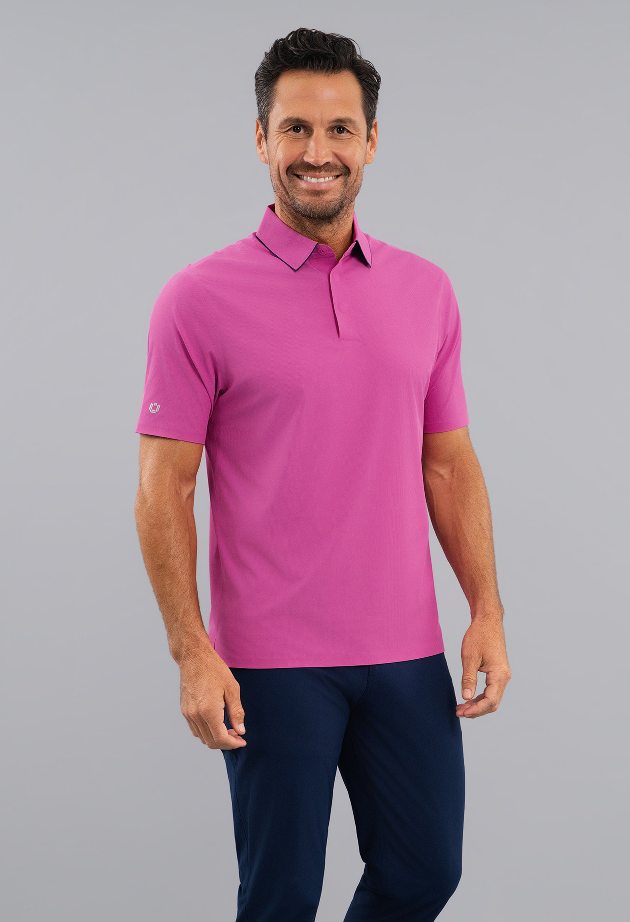 Rib Knit Short Sleeve Polo