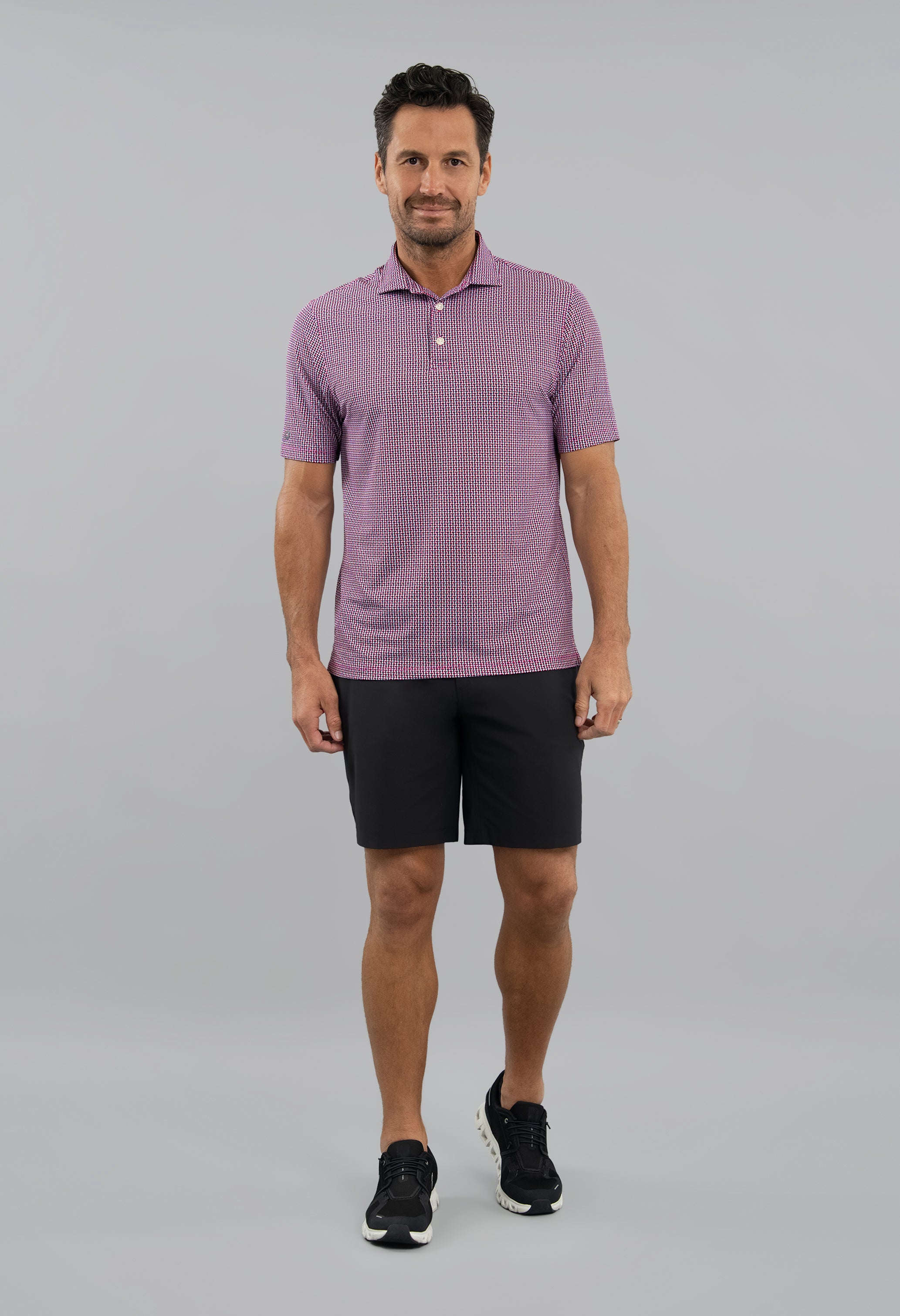 IBKÜL - Landon Short Sleeve Polo - Color: White/Platinum/Black