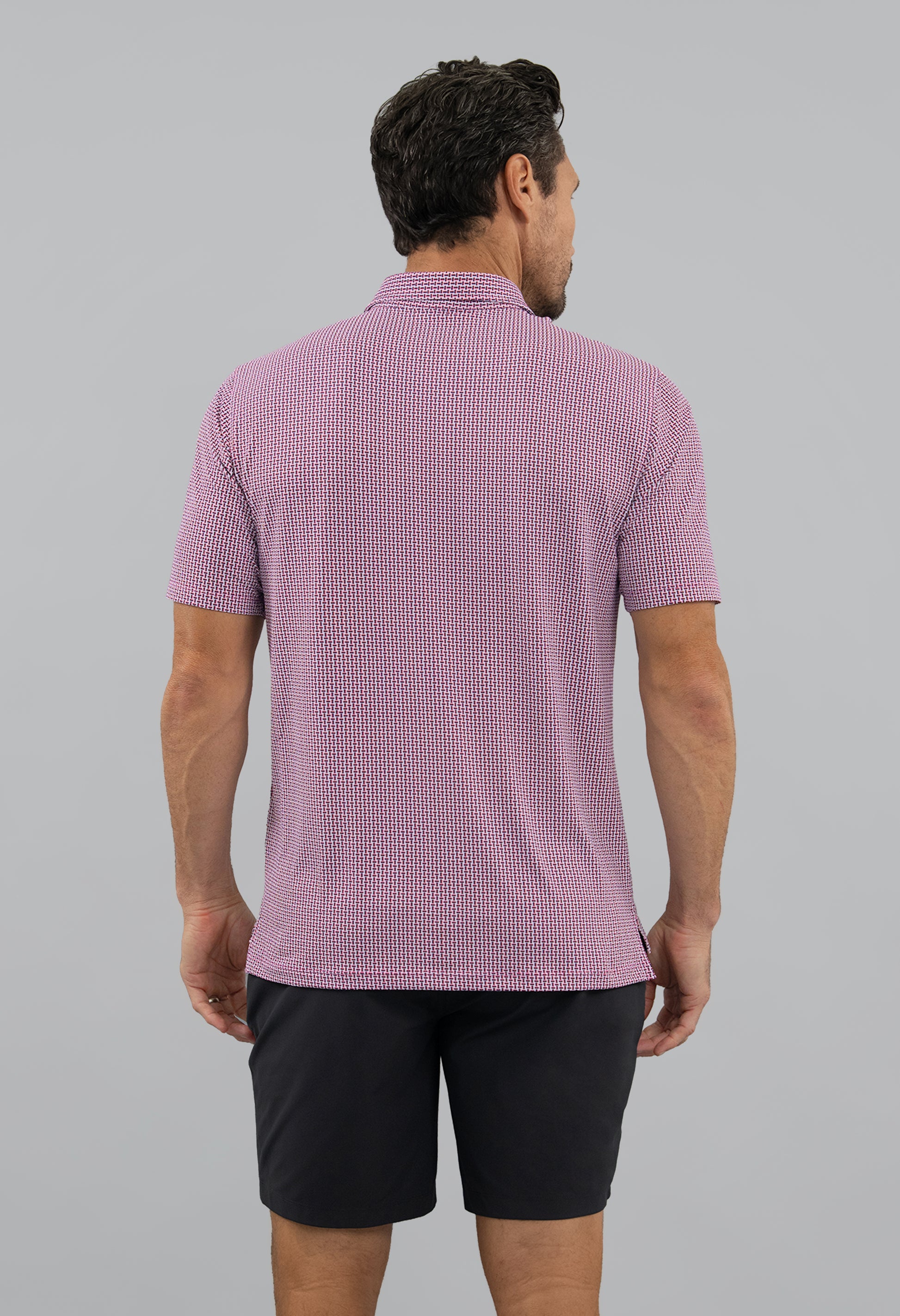 IBKÜL - Landon Short Sleeve Polo - Color: White/Platinum/Black