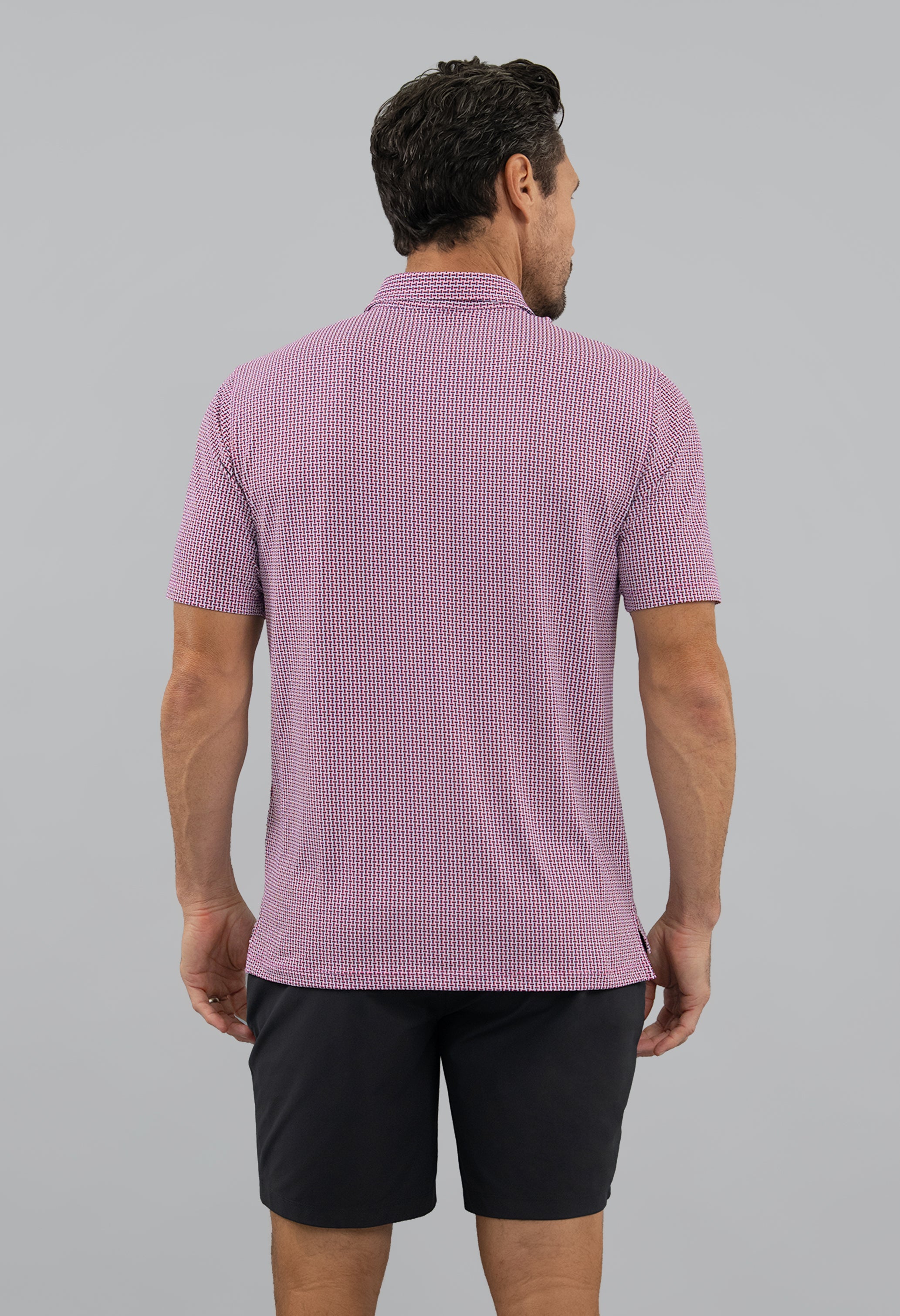 IBKÜL - Landon Short Sleeve Polo - Color: White/Platinum/Black