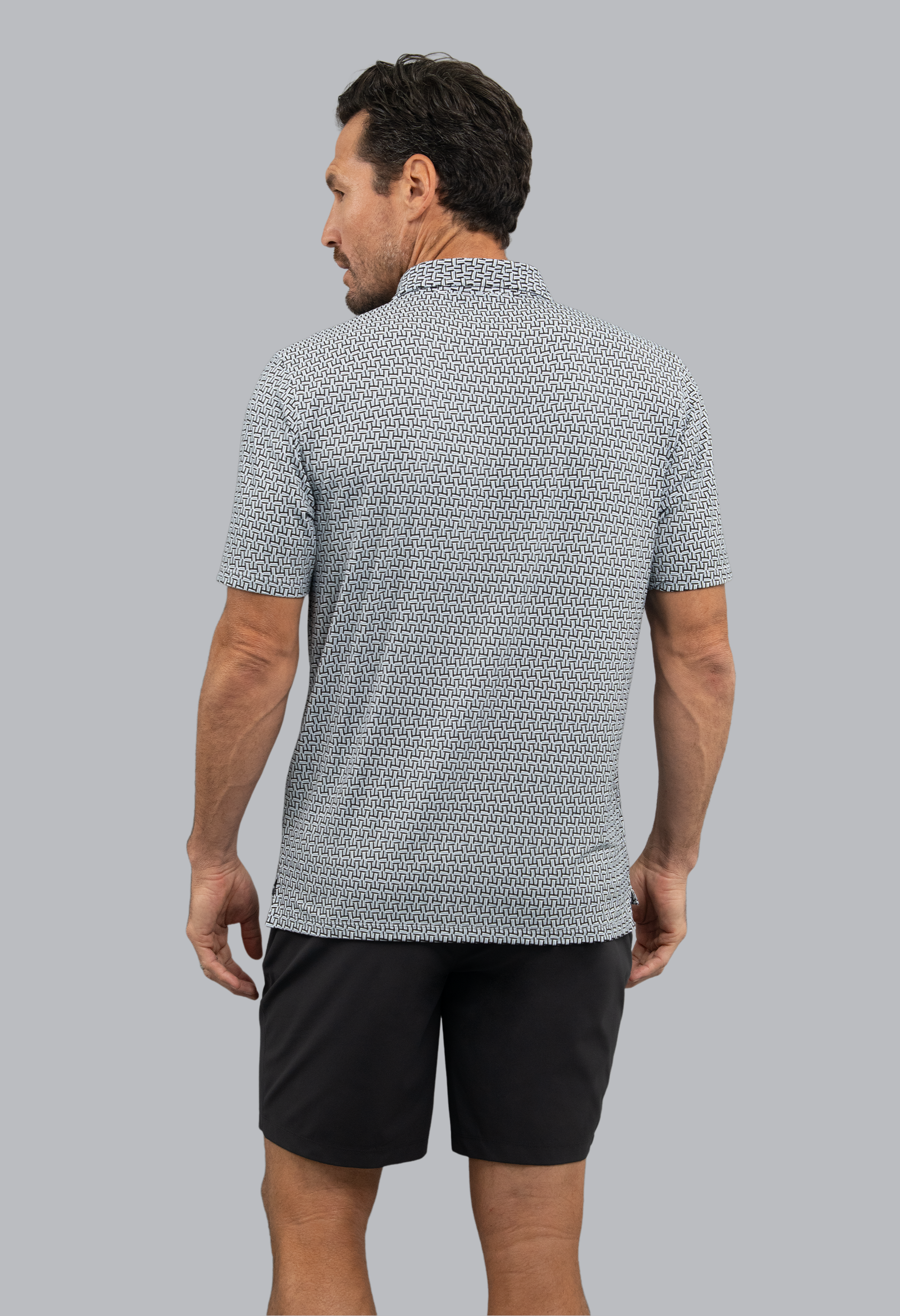 Hatched Short Sleeve Polo