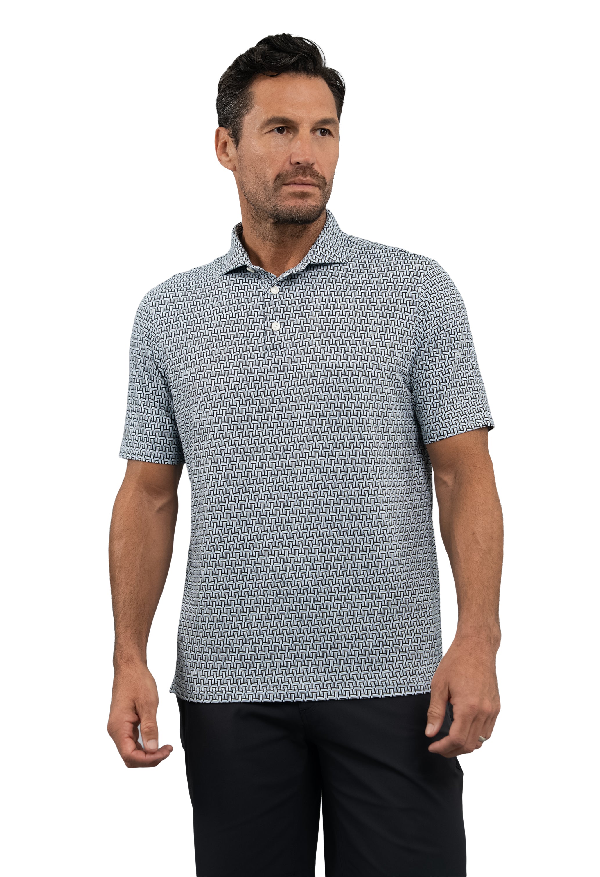 Hatched Short Sleeve Polo