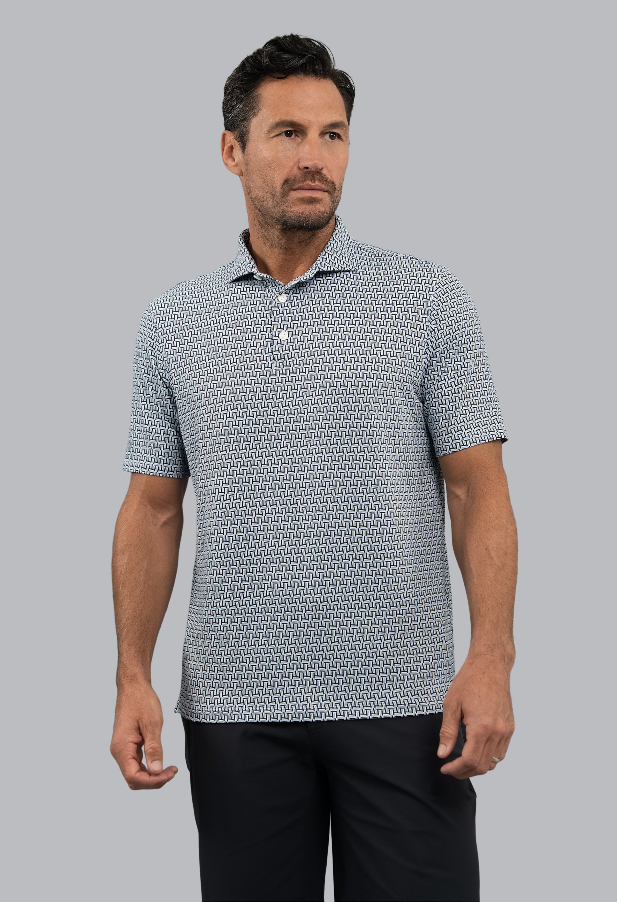 Hatched Short Sleeve Polo