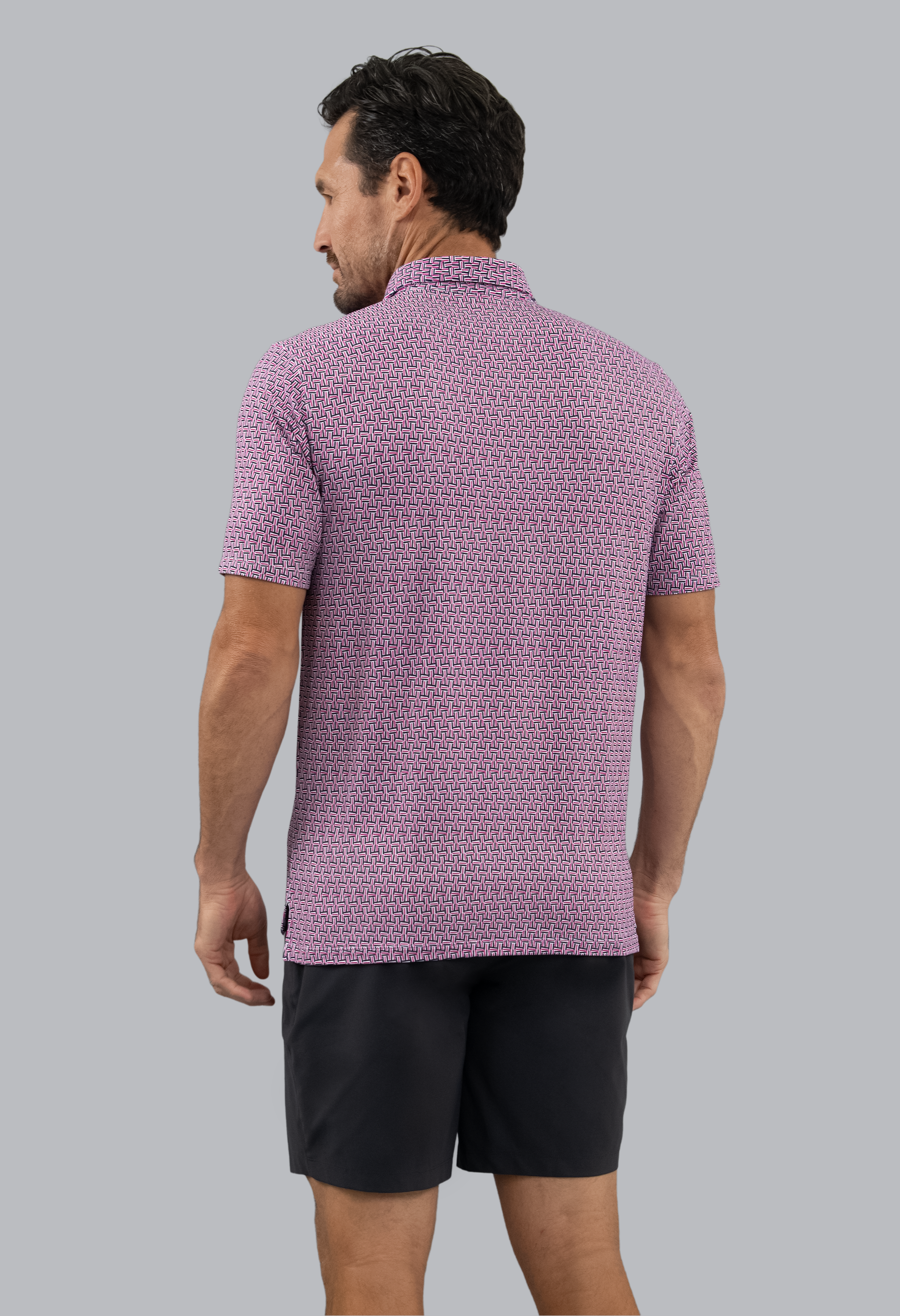 Hatched Short Sleeve Polo