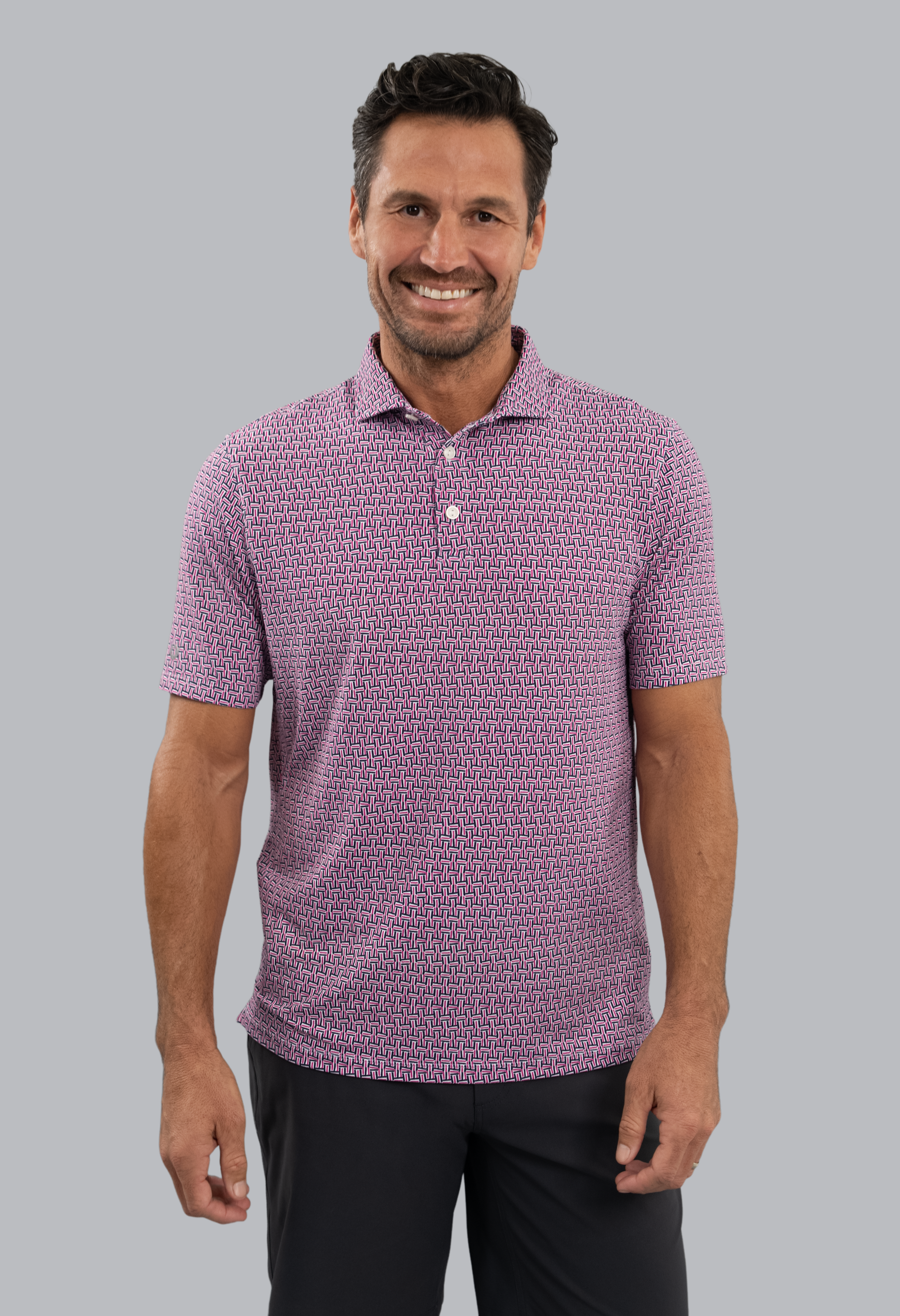Hatched Short Sleeve Polo