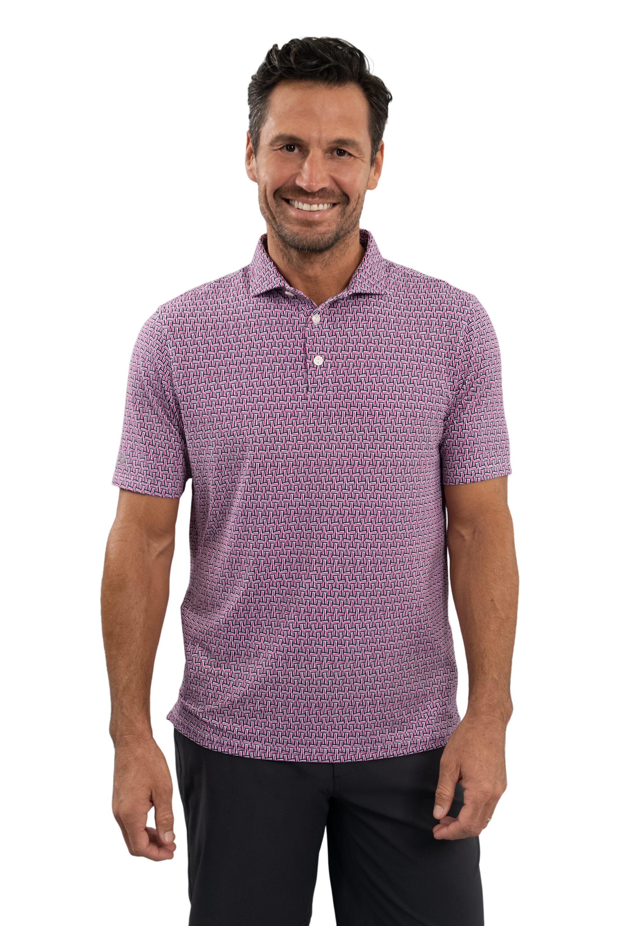 Hatched Short Sleeve Polo