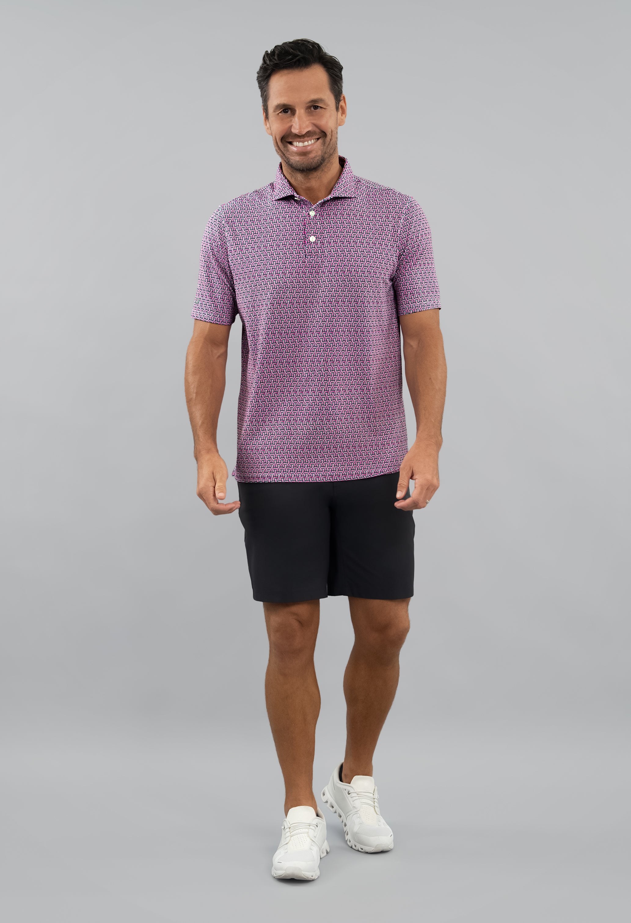 Hatched Short Sleeve Polo