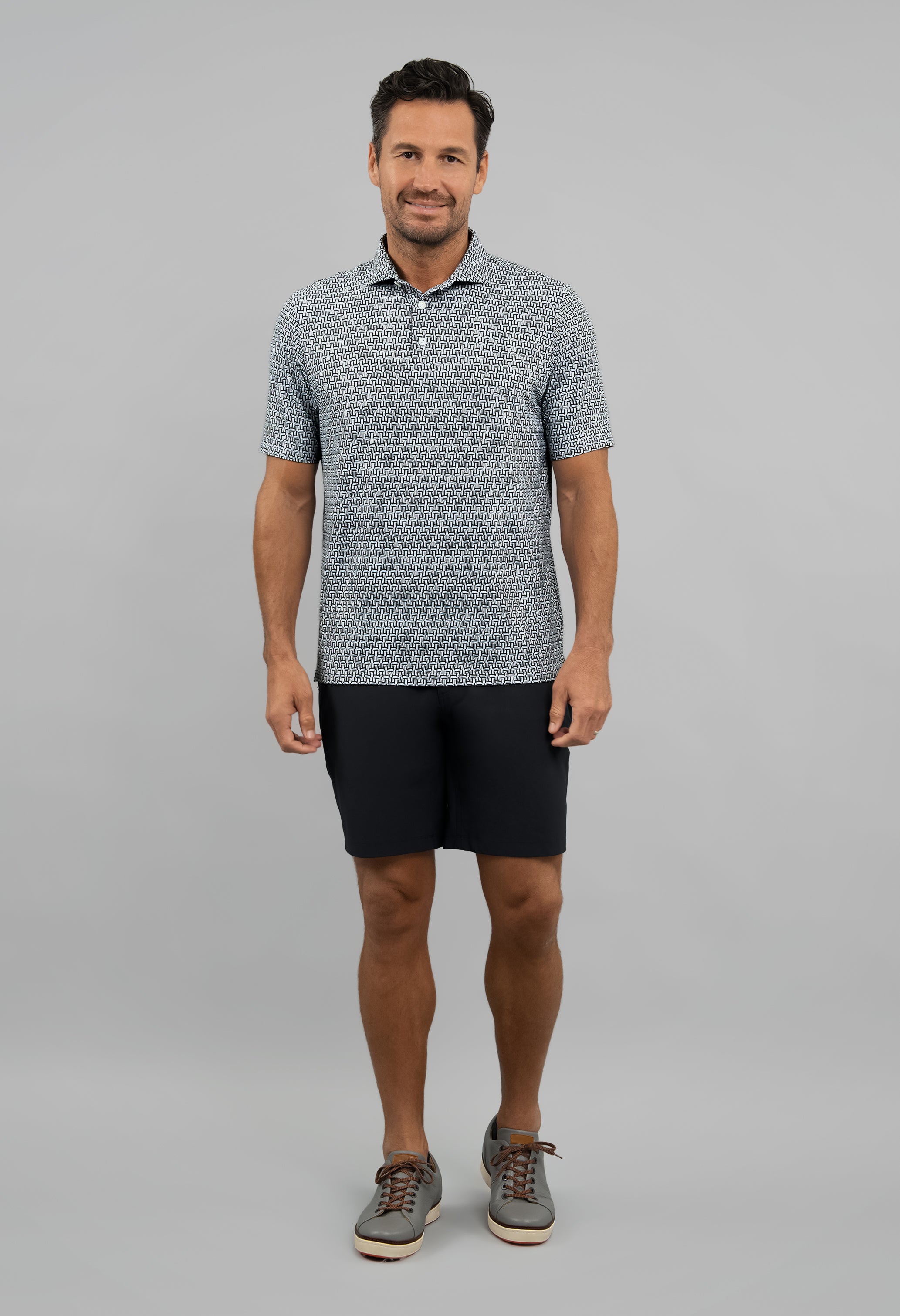 Hatched Short Sleeve Polo