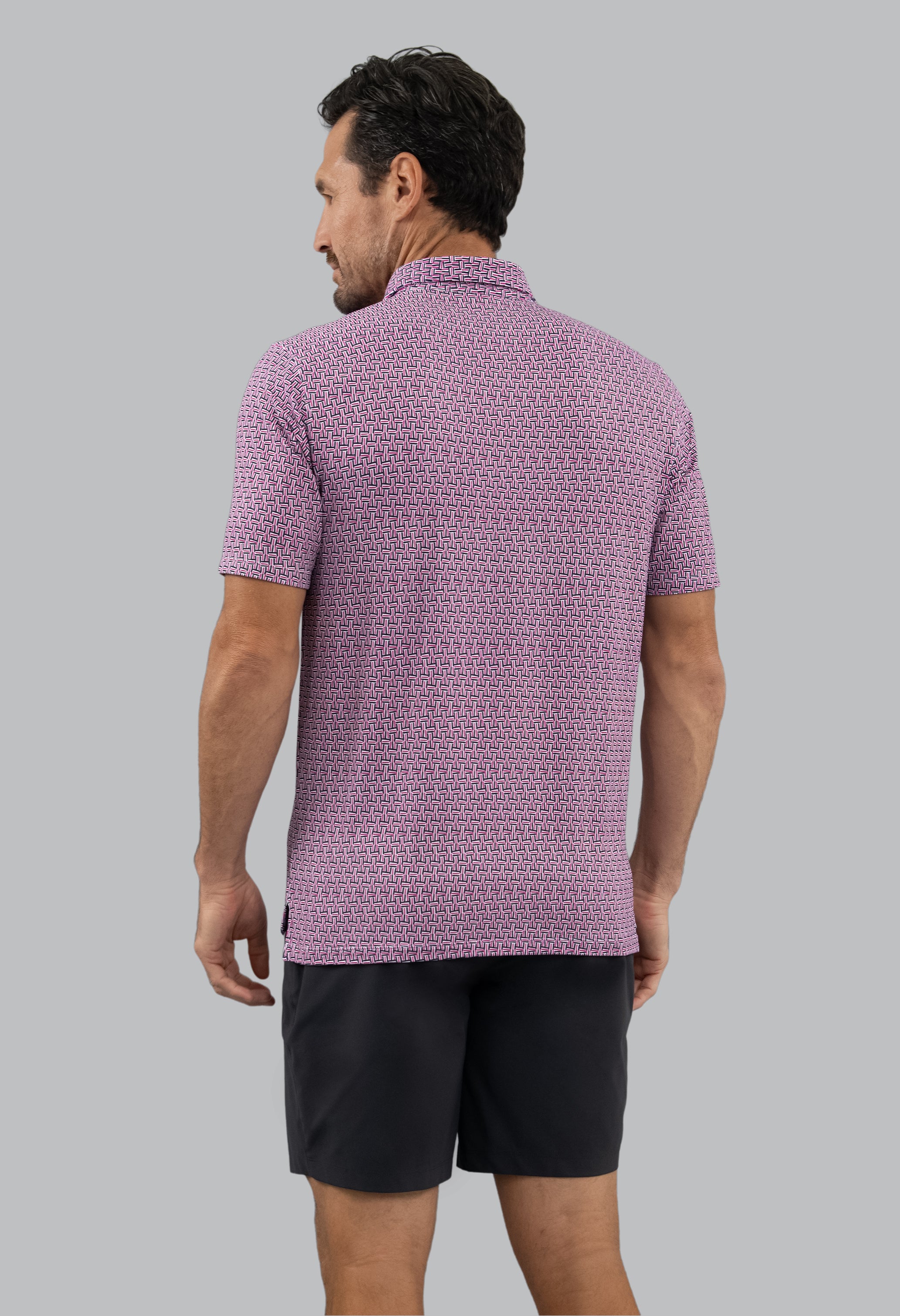 Hatched Short Sleeve Polo