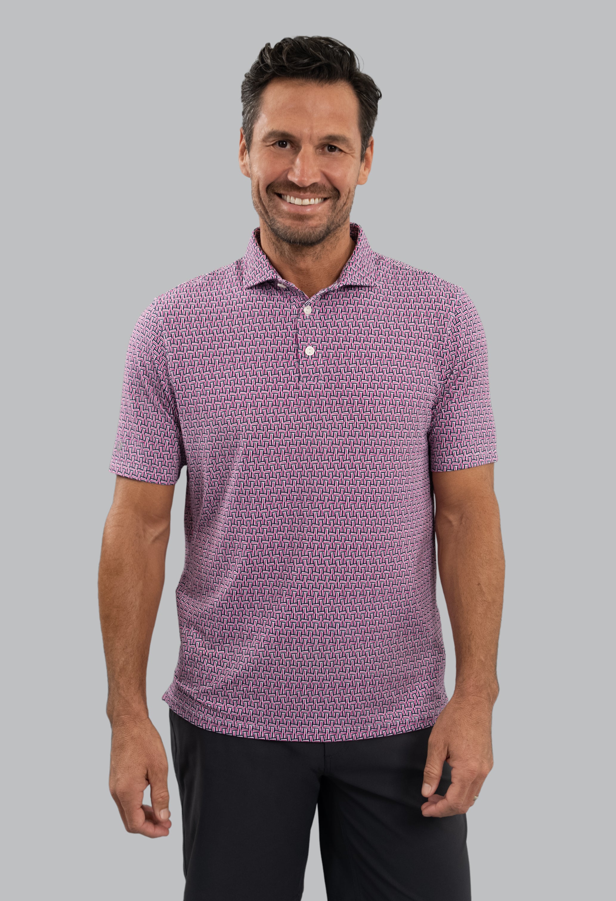 Hatched Short Sleeve Polo