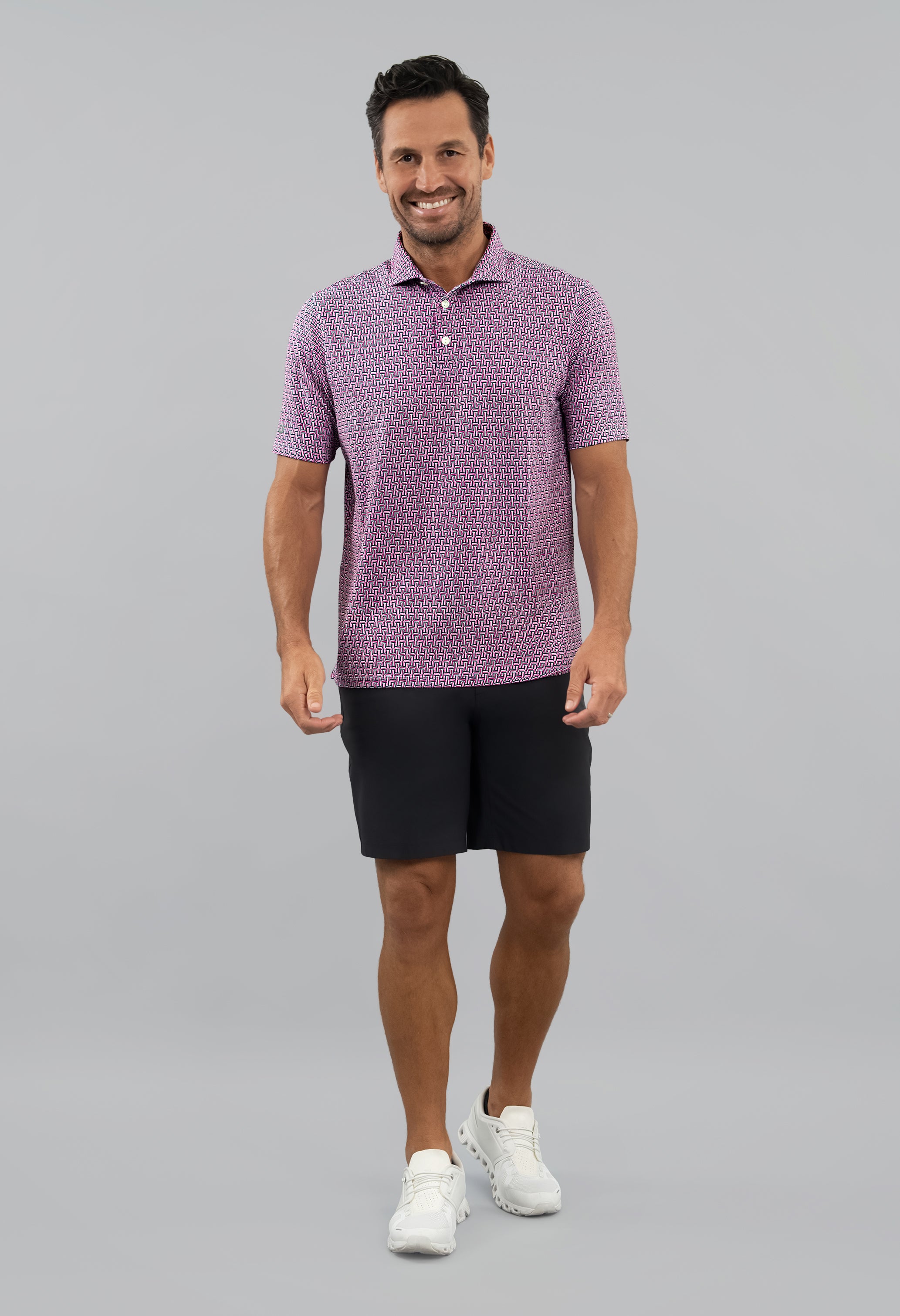 Hatched Short Sleeve Polo