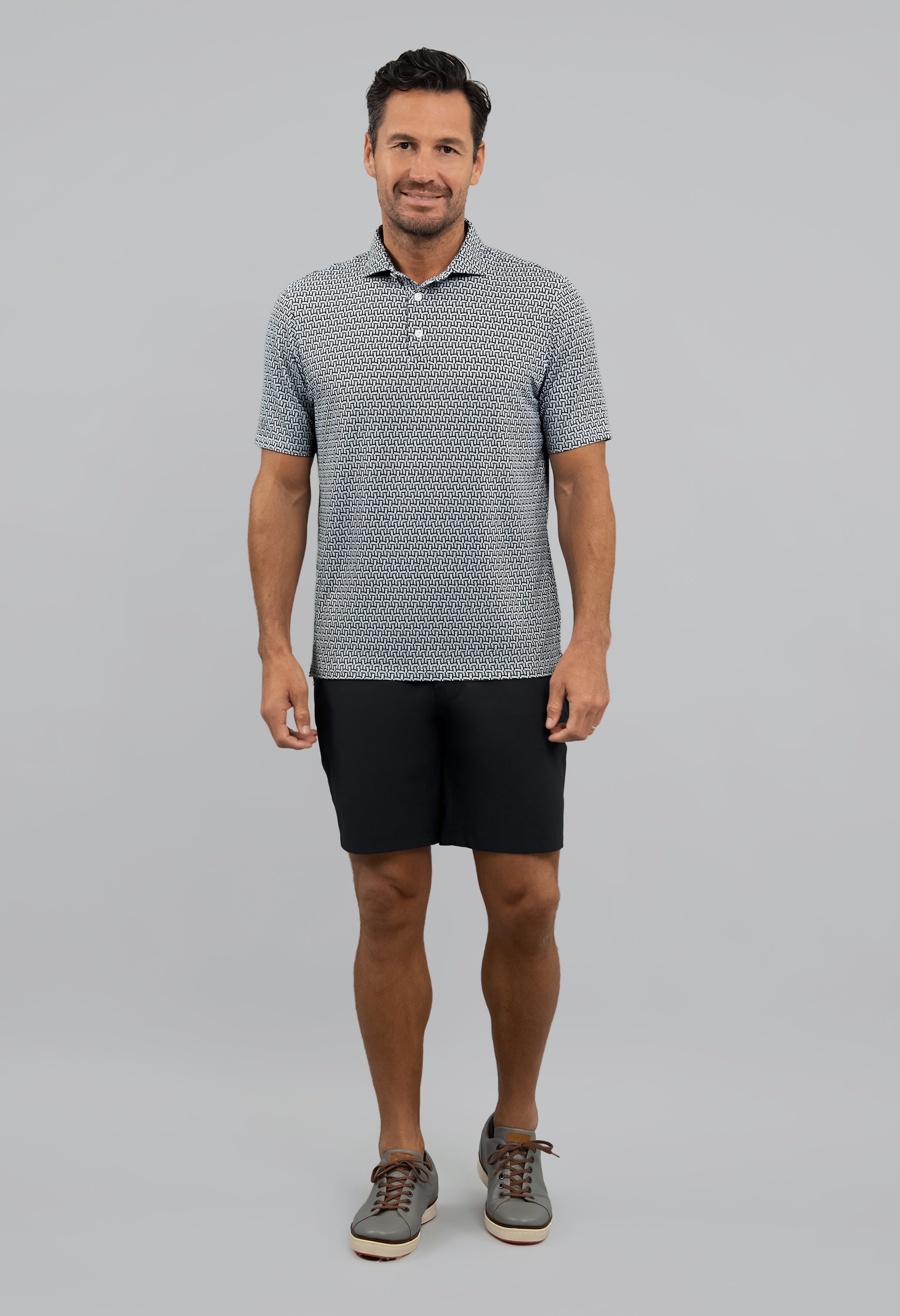 Hatched Short Sleeve Polo
