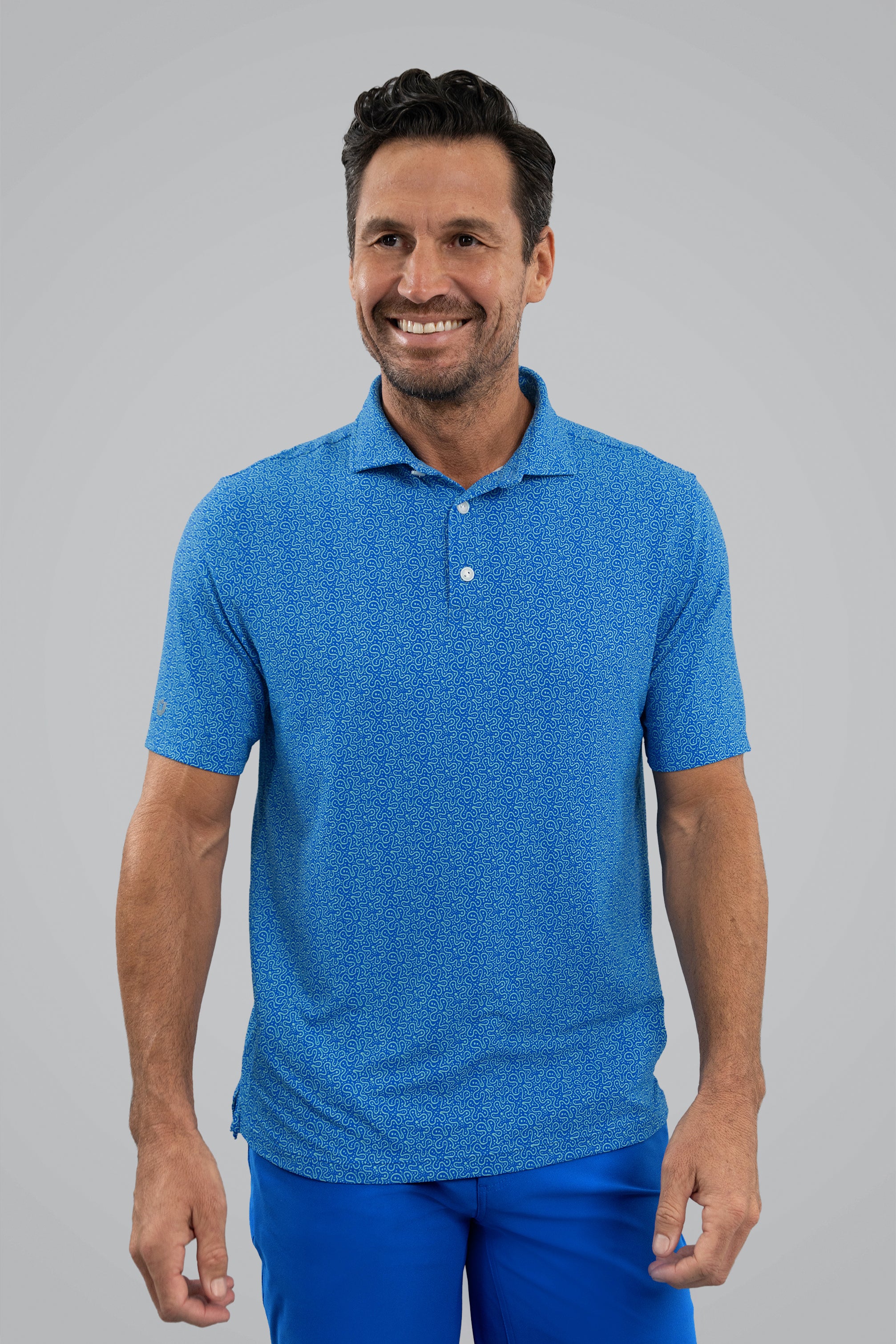 IBKÜL - Sand Dollar Short Sleeve Polo - Color: Pool Party/Royal