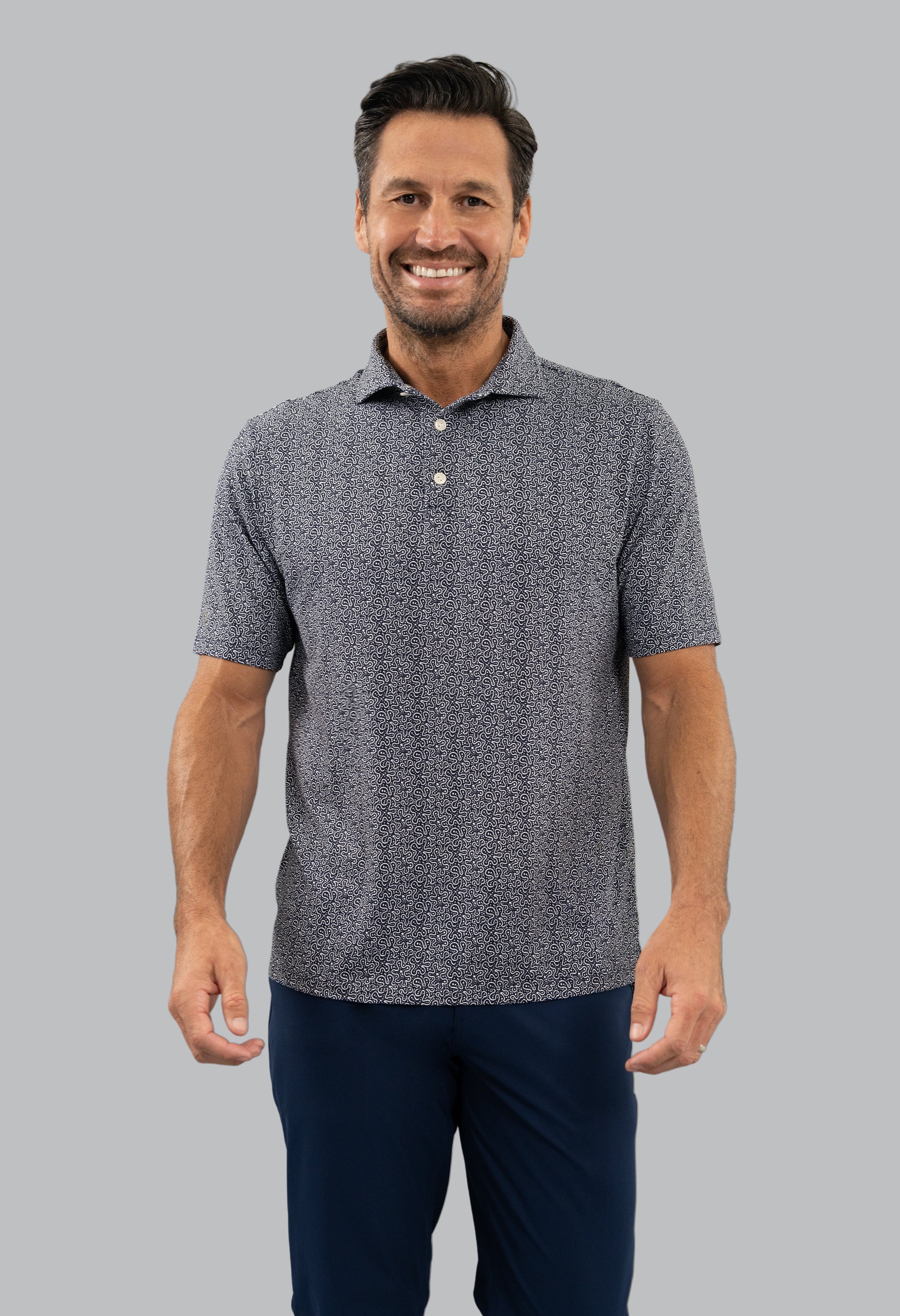 IBKÜL - Sand Dollar Short Sleeve Polo - Color: White/Classic Navy