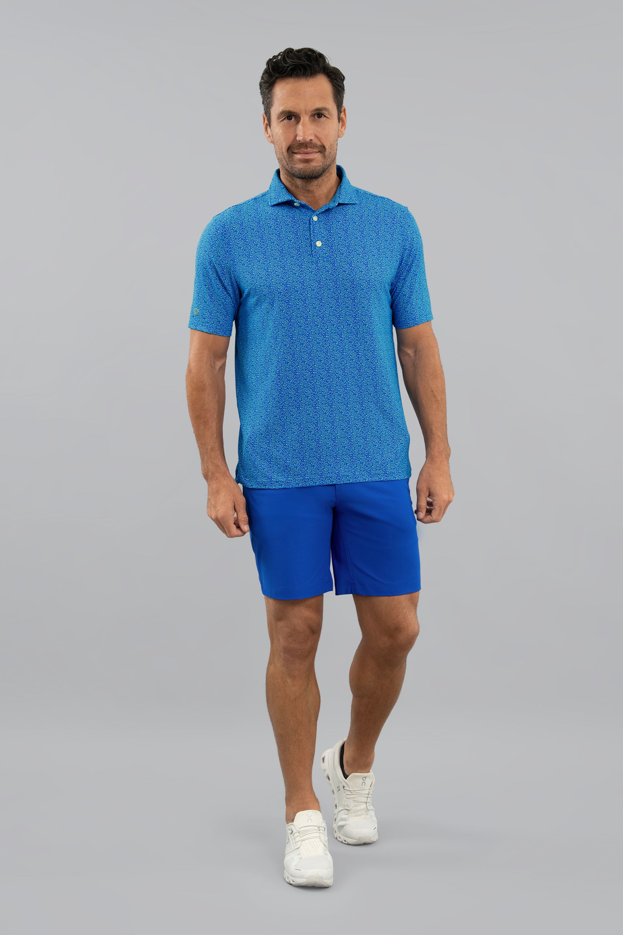 IBKÜL - Sand Dollar Short Sleeve Polo - Color: Pool Party/Royal