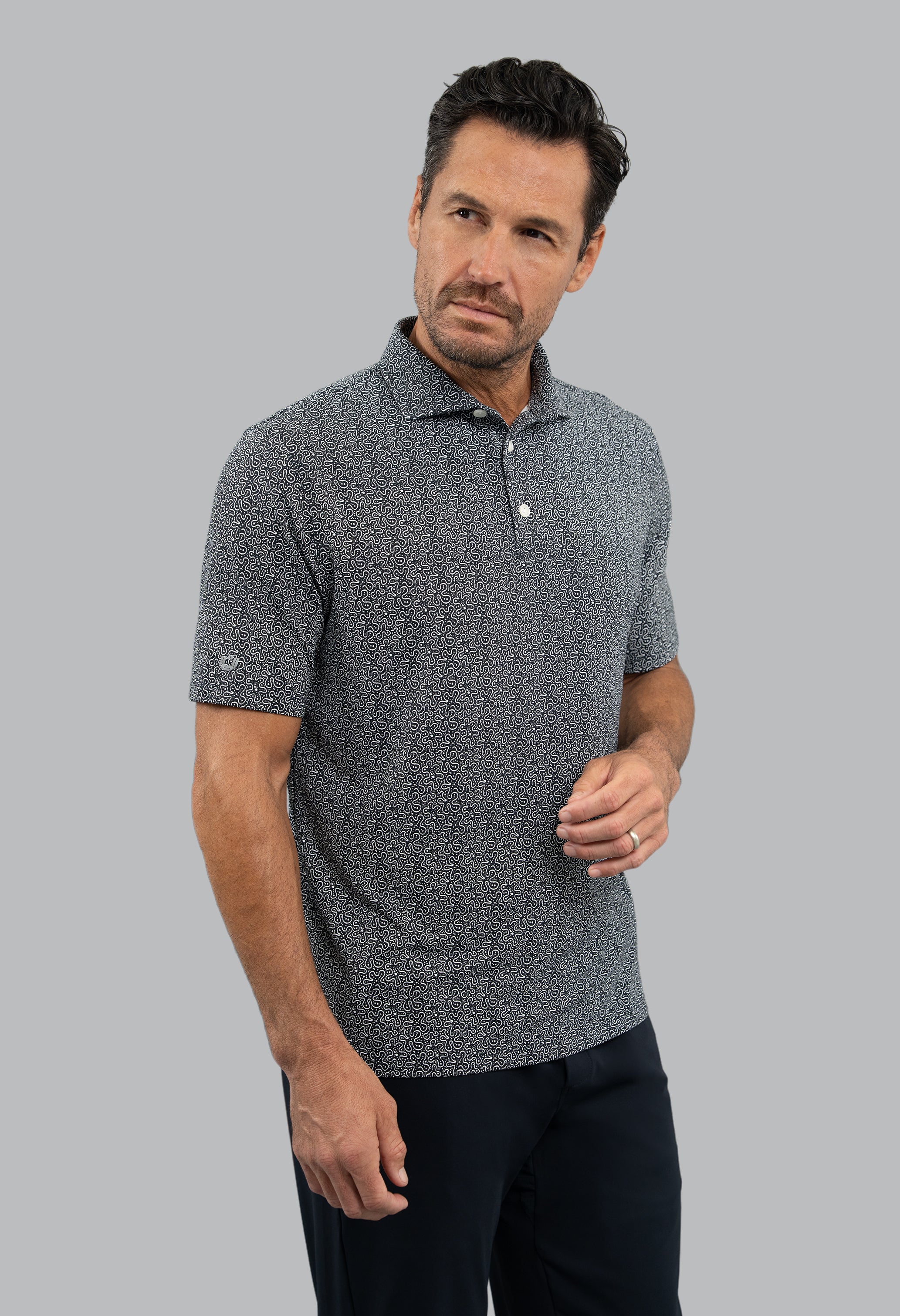 IBKÜL - Sand Dollar Short Sleeve Polo - Color: White/Black