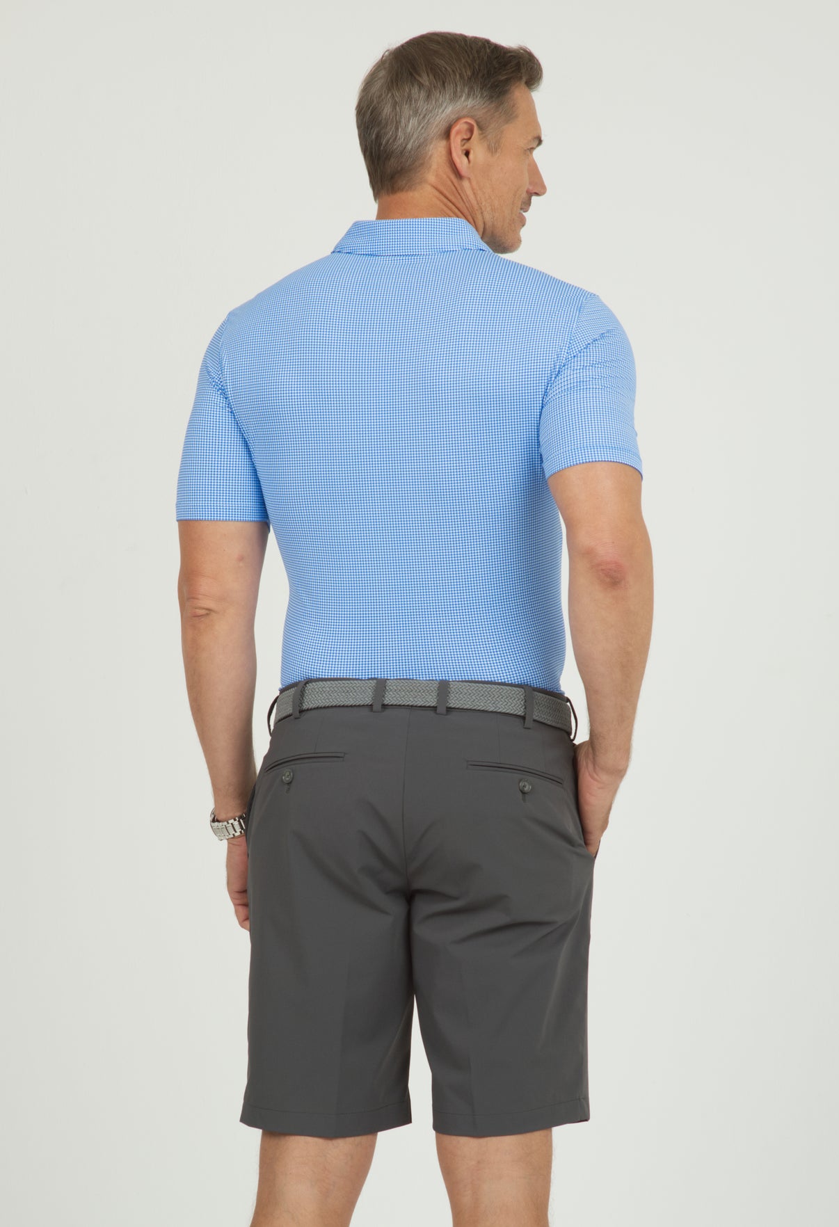 IBKÜL - Mini Check Print Short Sleeve Polo – 94754 (Modern Fit) - Color: Navy/White