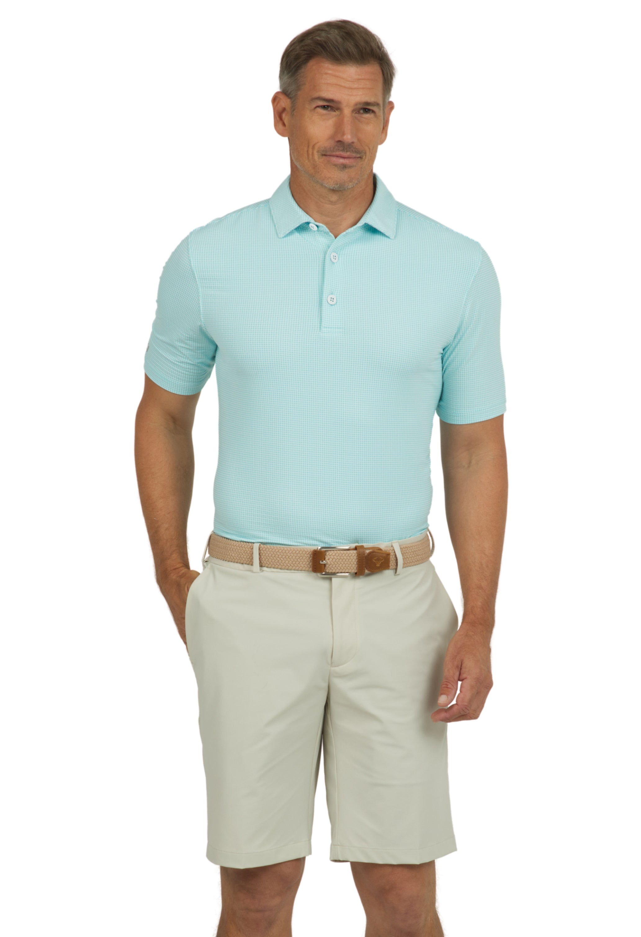 Mini Check Print Short Sleeve Polo (Modern Fit)