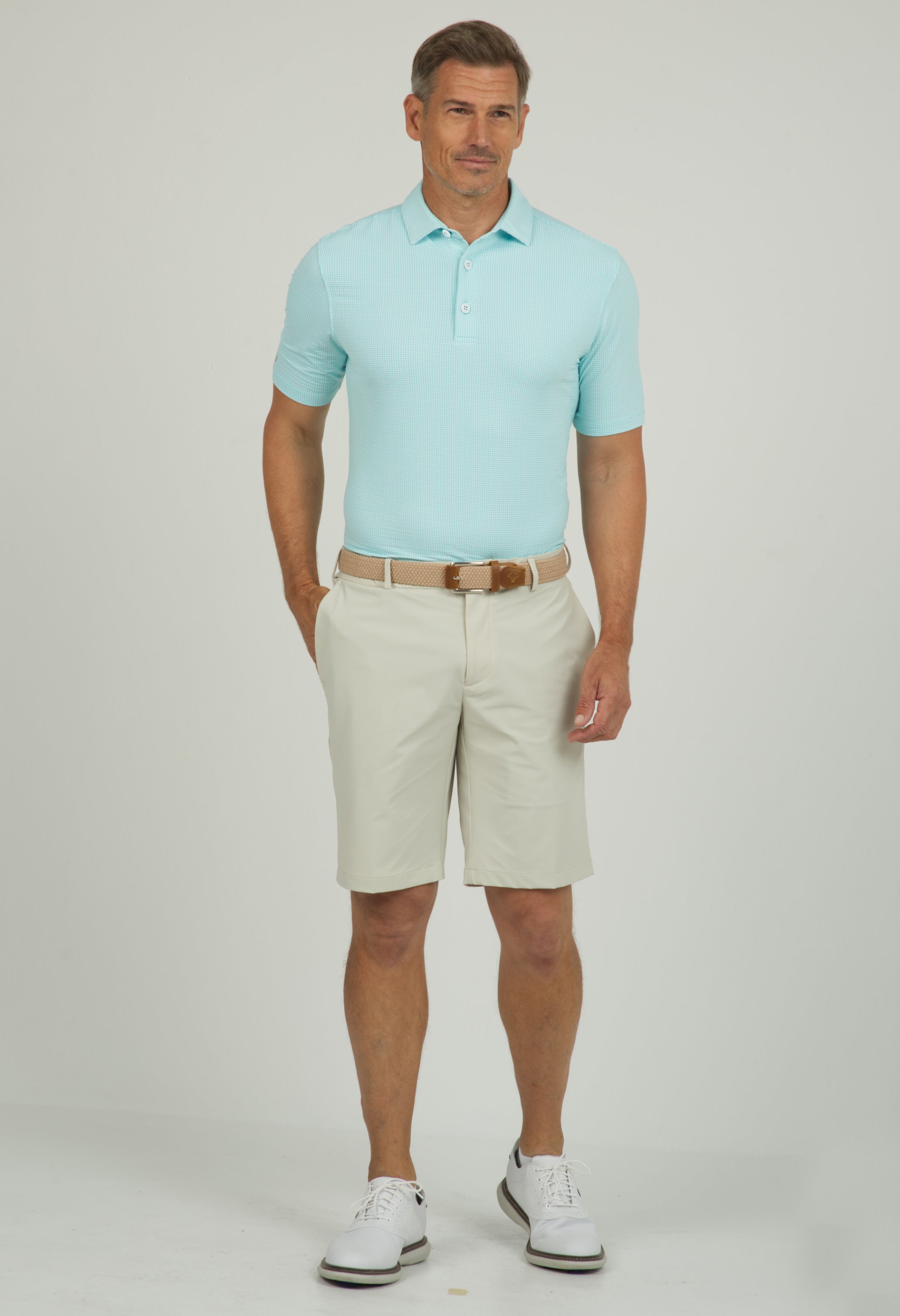 Mini Check Print Short Sleeve Polo (Modern Fit)