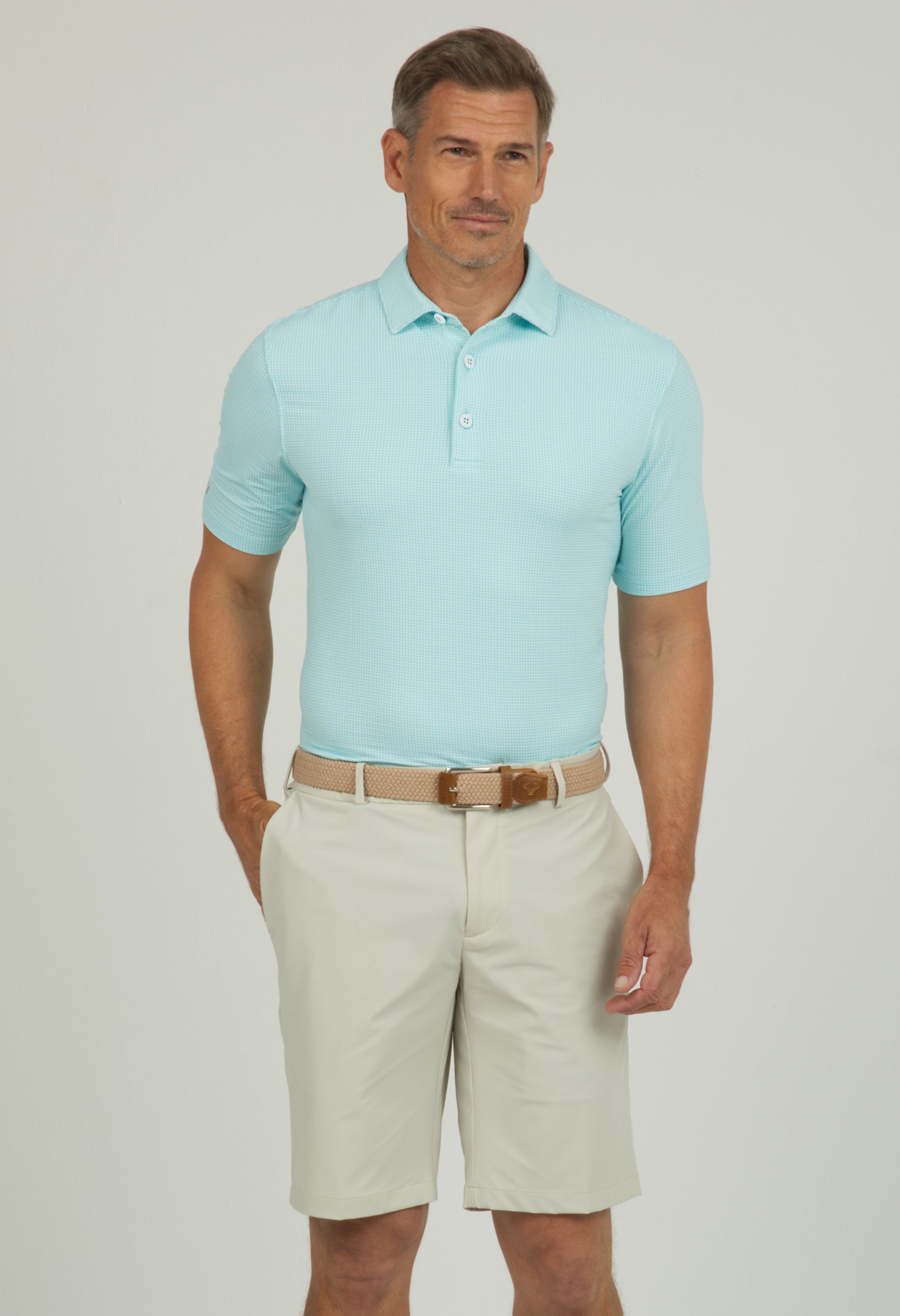 Mini Check Print Short Sleeve Polo (Modern Fit)