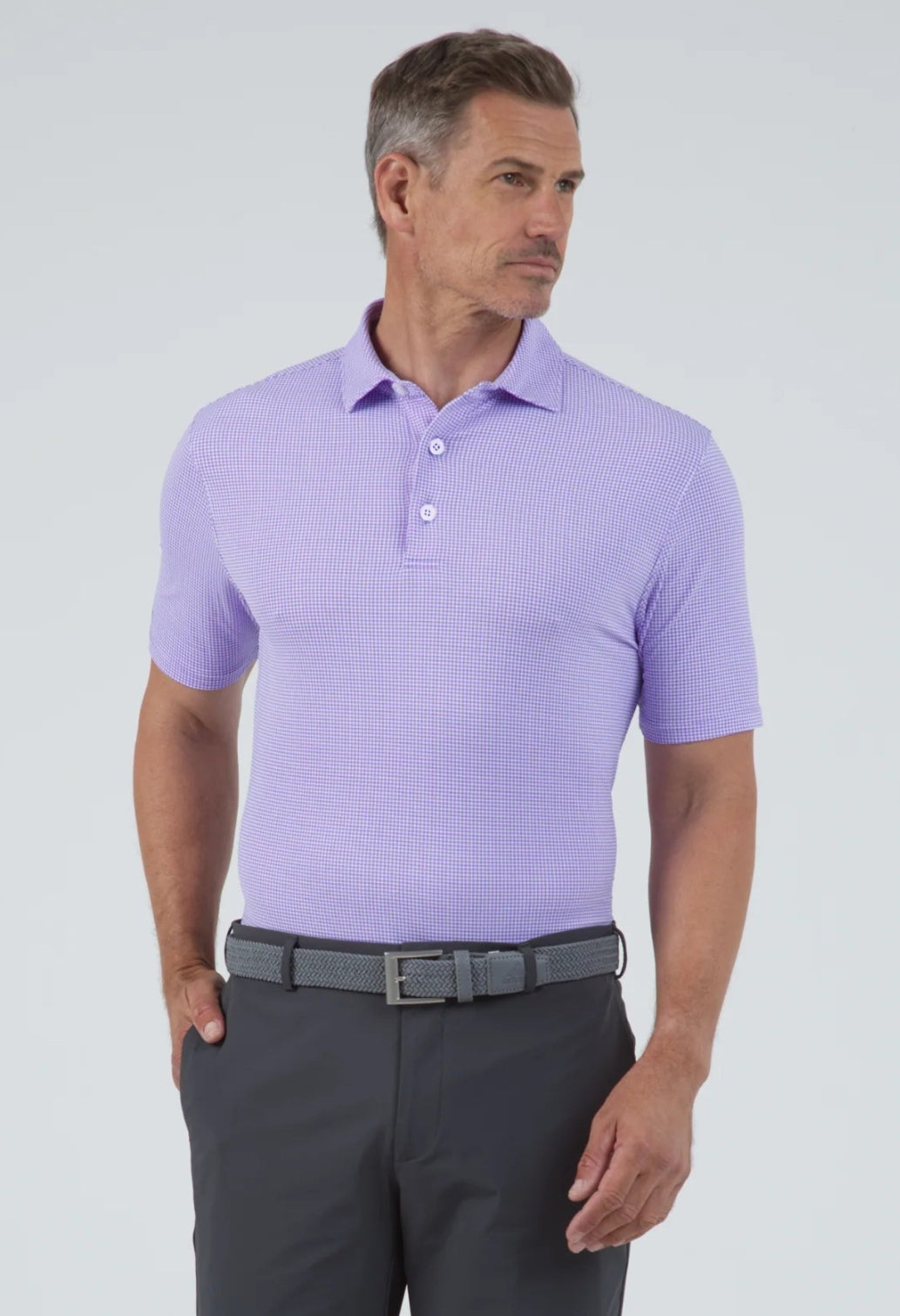 Mini Check Print Short Sleeve Polo (Modern Fit)