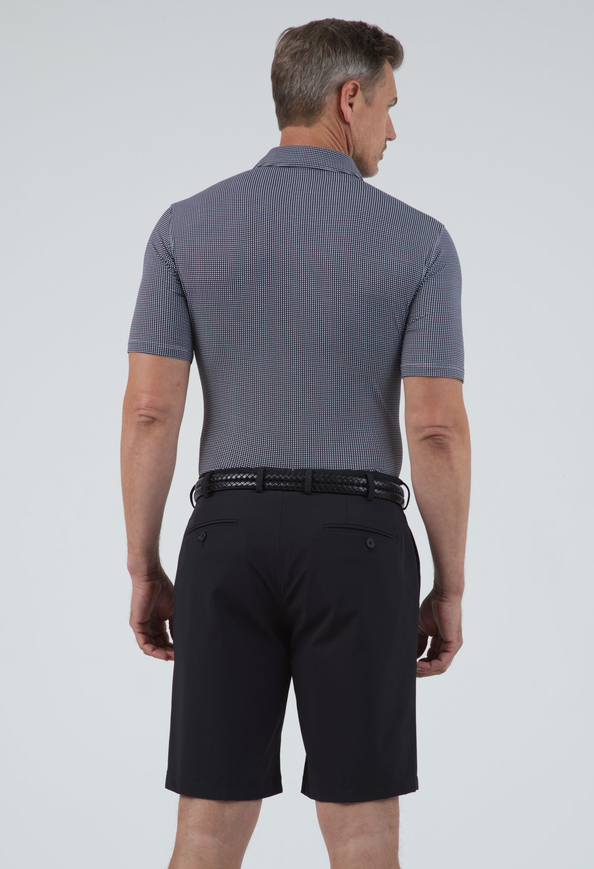 IBKÜL - Mini Check Print Short Sleeve Polo – 94754 (Modern Fit) - Color: Navy/White