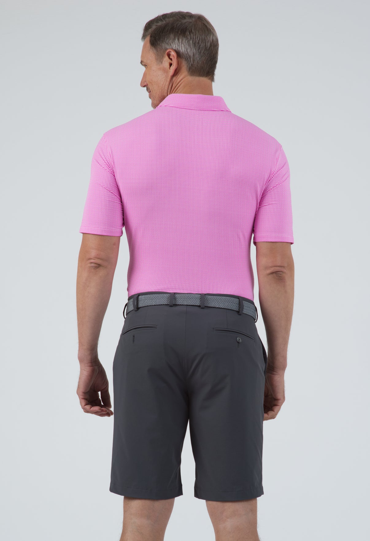 IBKÜL - Mini Check Print Short Sleeve Polo – 94754 (Modern Fit) - Color: Navy/White