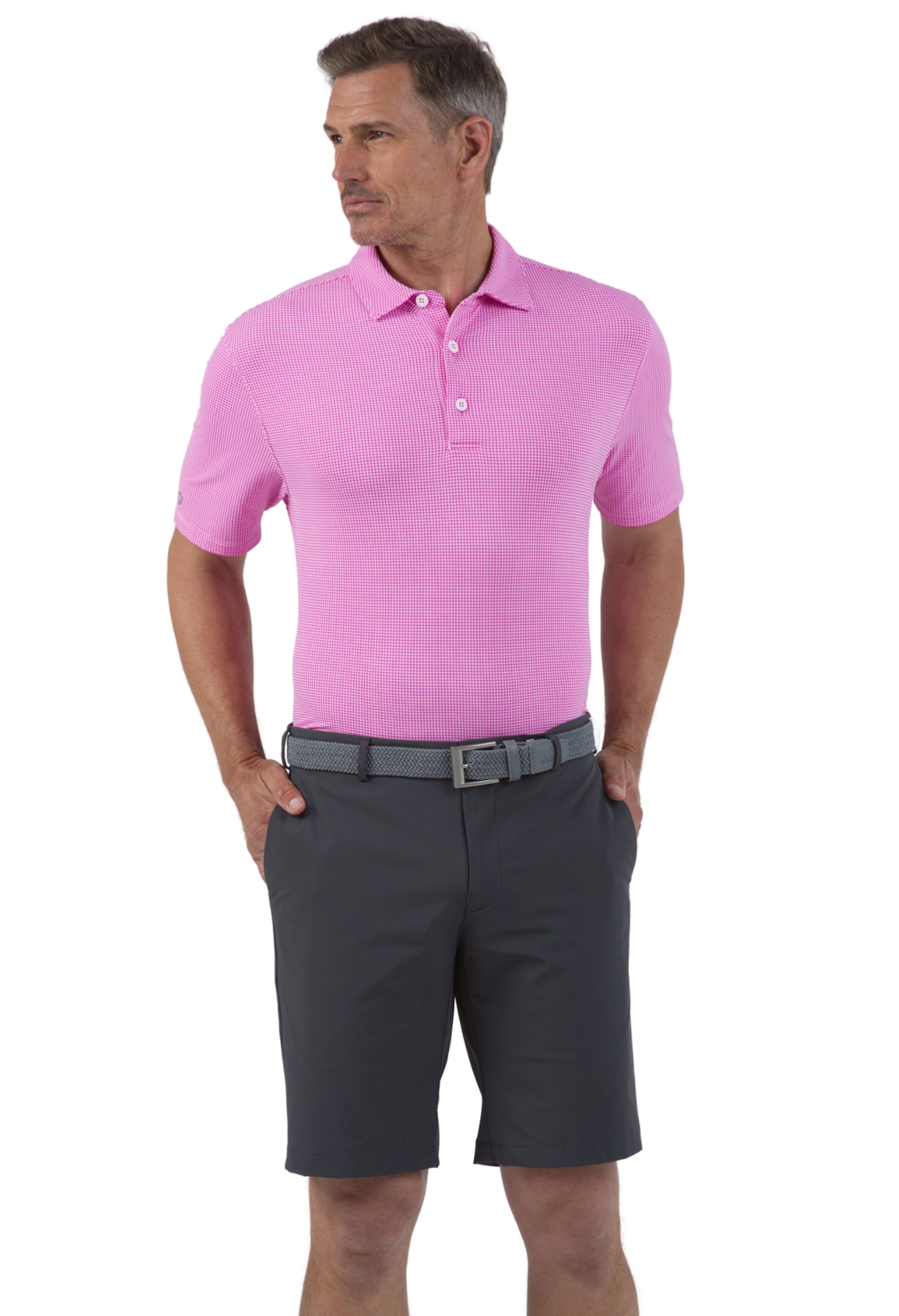 Mini Check Print Short Sleeve Polo (Modern Fit)