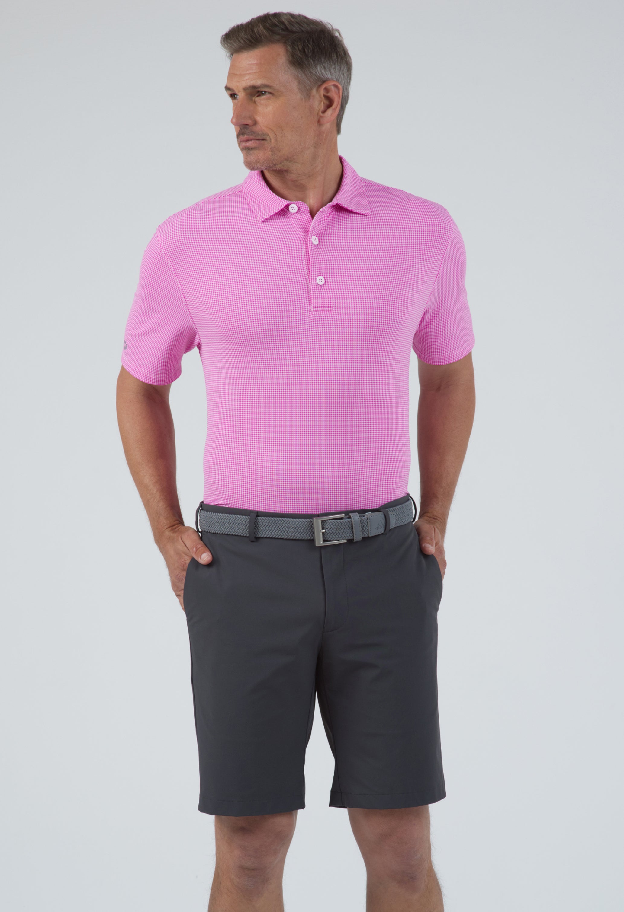 Mini Check Print Short Sleeve Polo (Modern Fit)
