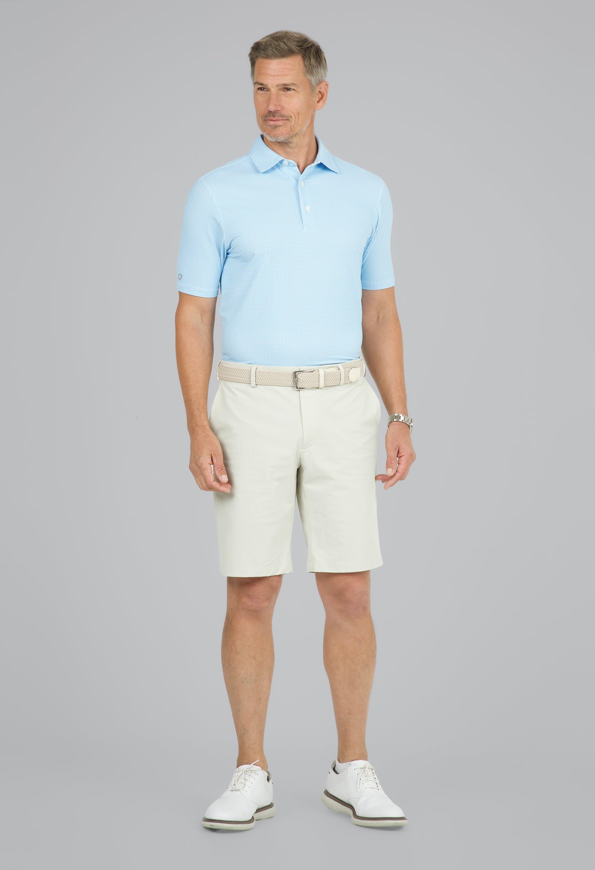 Mini Check Print Short Sleeve Polo (Modern Fit)