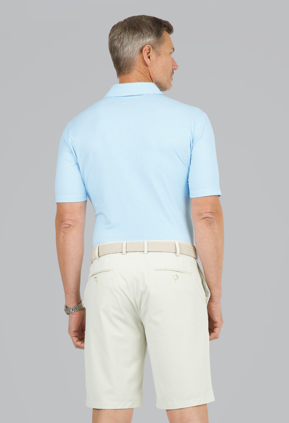 Mini Check Print Short Sleeve Polo (Modern Fit)