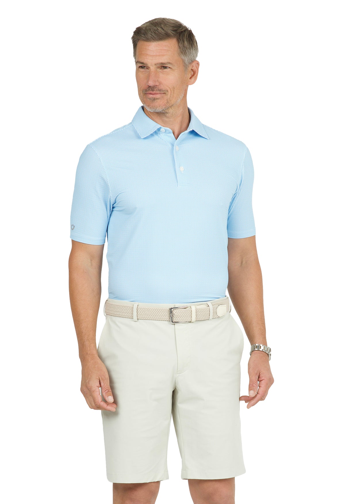 Mini Check Print Short Sleeve Polo (Modern Fit)