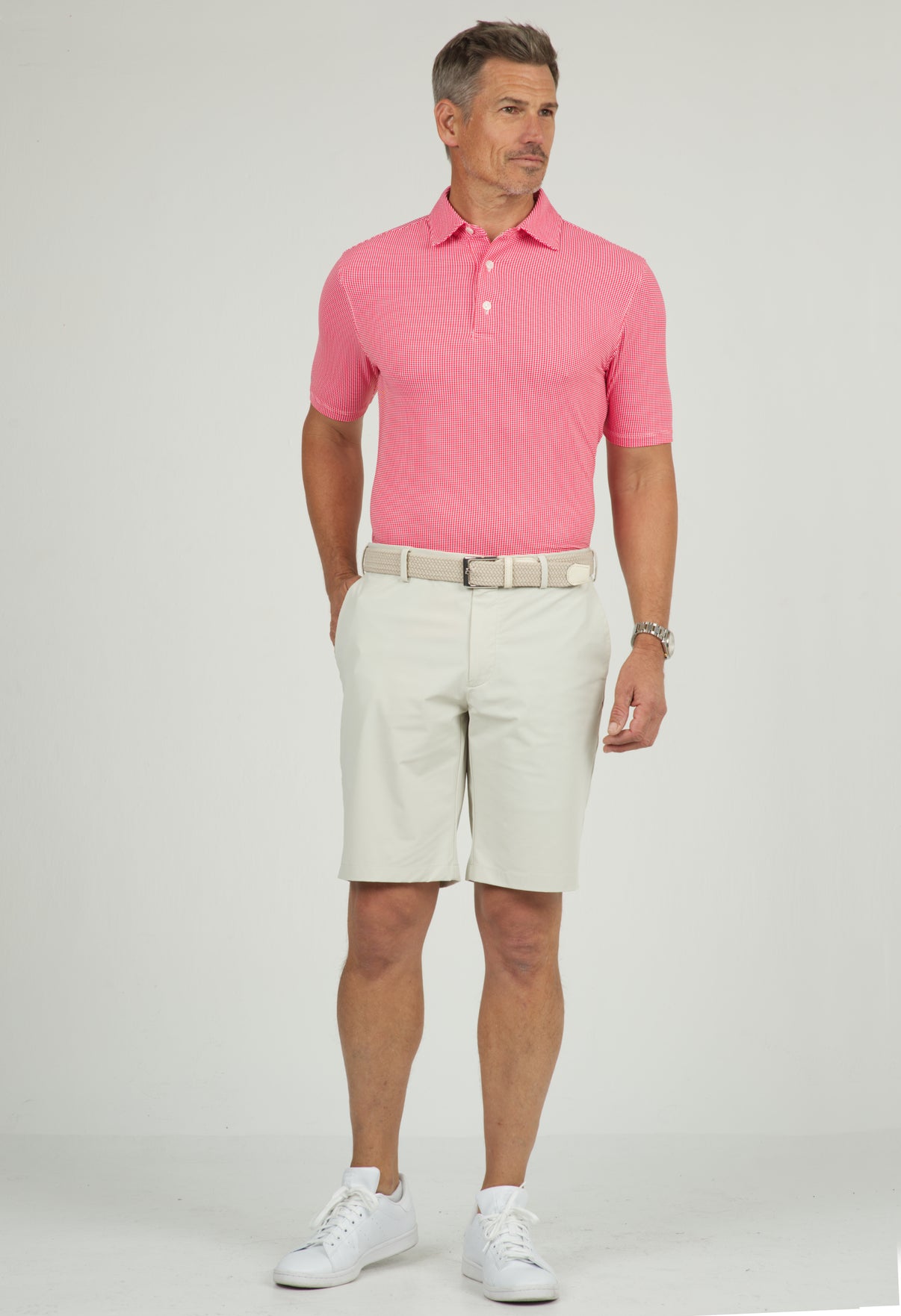 IBKÜL - Mini Check Print Short Sleeve Polo – 94754 (Modern Fit) - Color: Navy/White