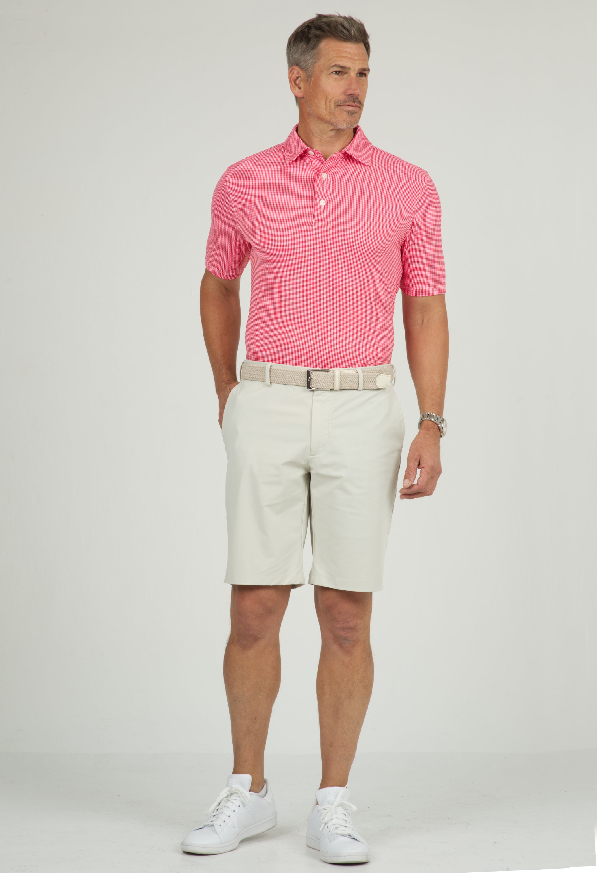 IBKÜL - Mini Check Print Short Sleeve Polo – 94754 (Modern Fit) - Color: Navy/White