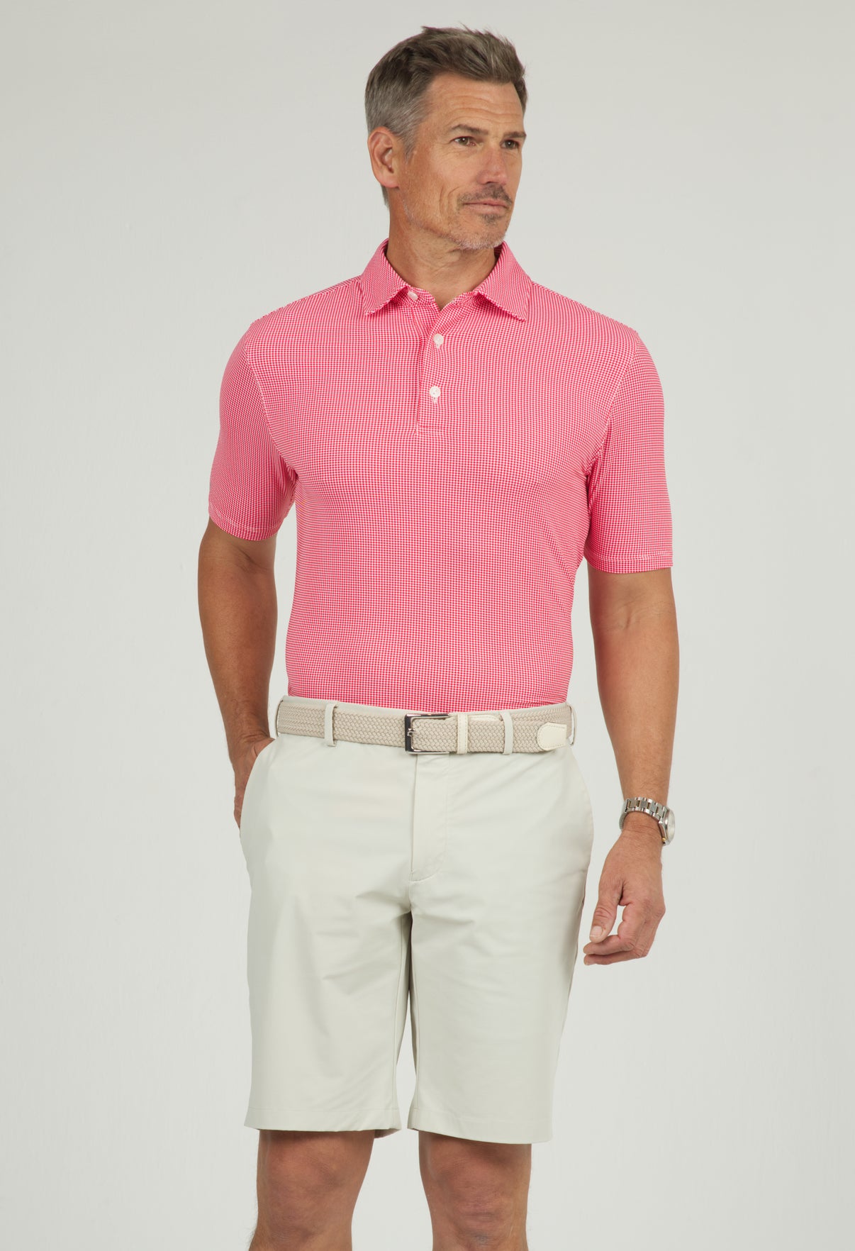 IBKÜL - Mini Check Print Short Sleeve Polo – 94754 (Modern Fit) - Color: Navy/White