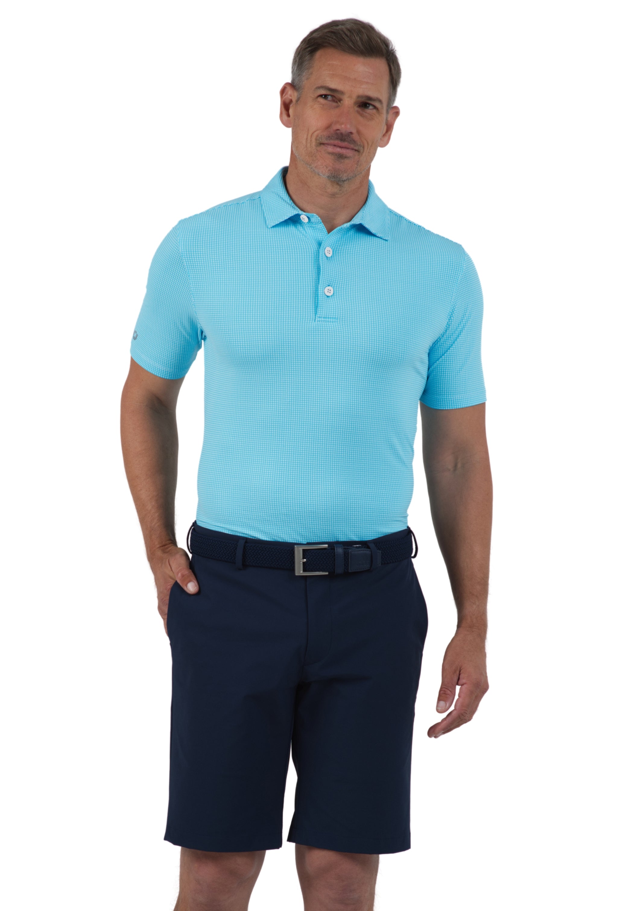 Mini Check Print Short Sleeve Polo (Modern Fit)